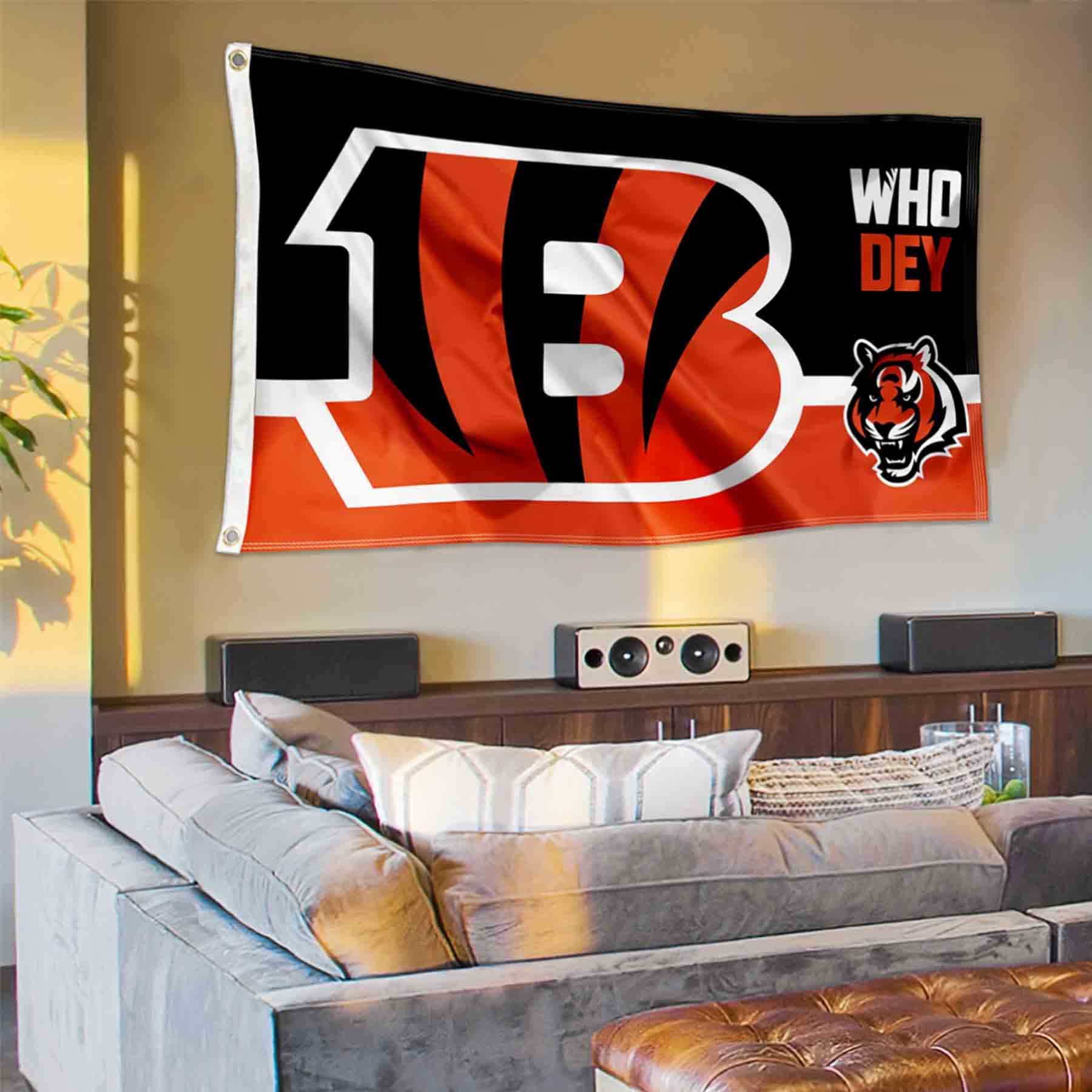 Cincinnati Bengals Who Dey Flag Outdoor Indoor 3x5 Foot Banner - Sports Collectibles, Sports Memorabilia, Sports Fan Shop, Sports Gifts