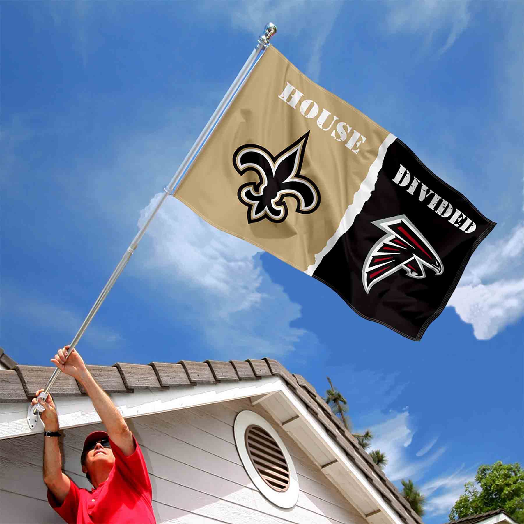 Saints and Falcons House Divided Flag Rivalry Banner - Sports Collectibles, Sports Memorabilia, Sports Fan Shop, Sports Gifts