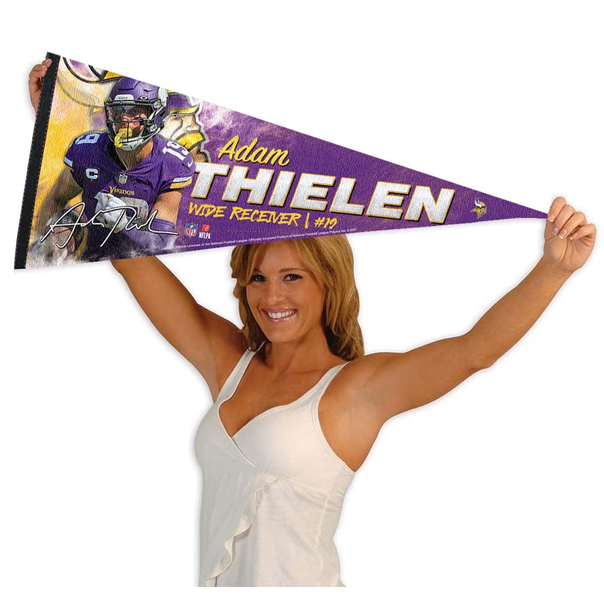 WinCraft Minnesota Vikings Thielen Pennant Banner Flag - Sports Collectibles, Sports Memorabilia, Sports Fan Shop, Sports Gifts