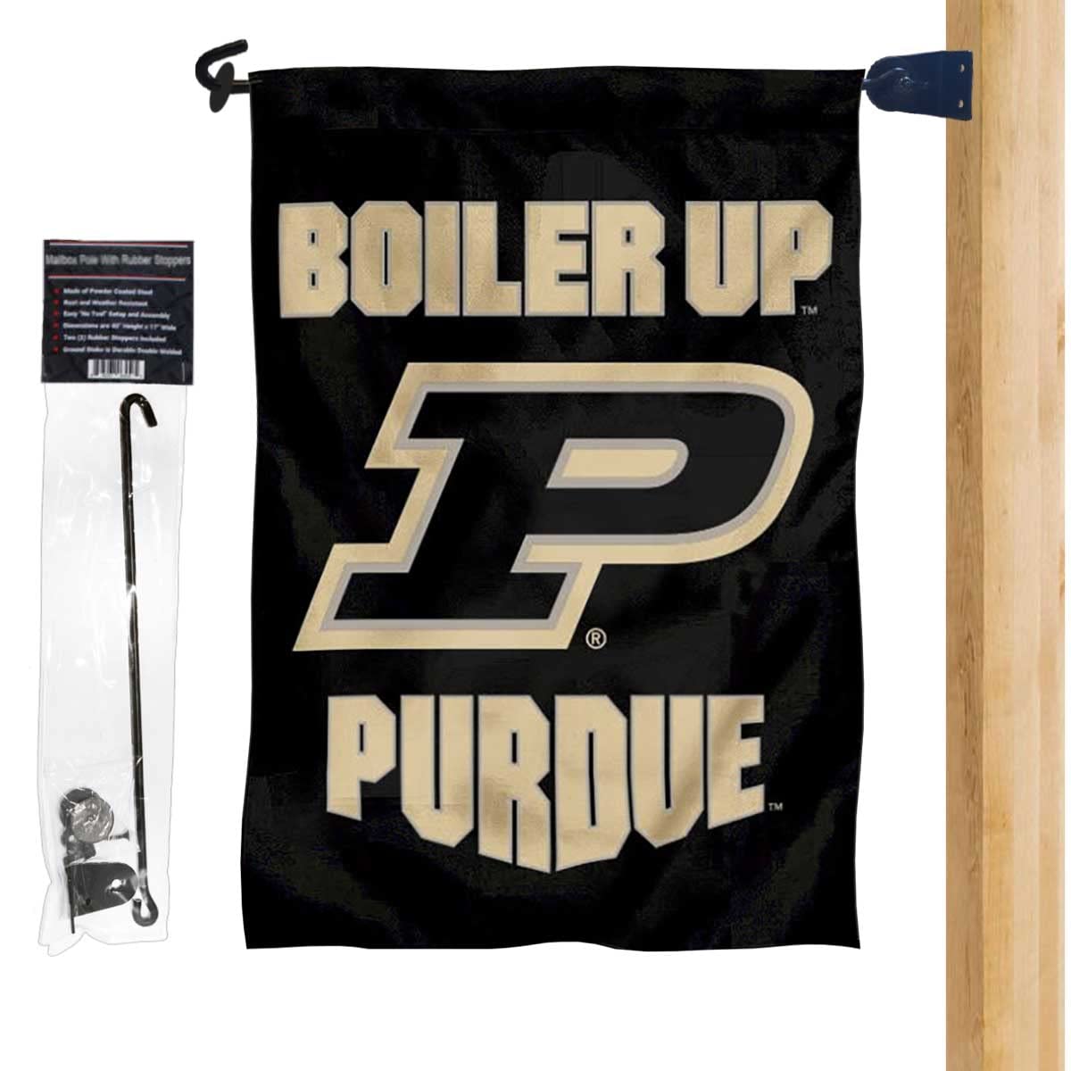 College Flags & Banners Co. Purdue Boiler Up Garden Flag and Mailbox Post Pole Mount Holder Set - Sports Collectibles, Sports Memorabilia, Sports Fan Shop, Sports Gifts