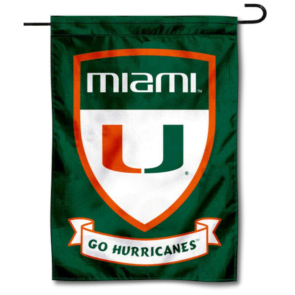 College Flags & Banners Co. Hurricanes Shield Garden Flag - Sports Collectibles, Sports Memorabilia, Sports Fan Shop, Sports Gifts