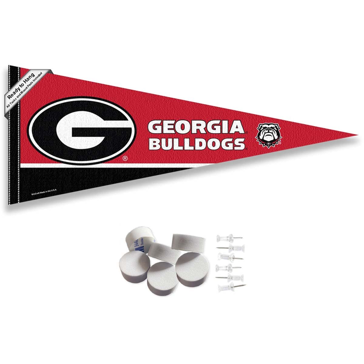 College Flags & Banners Co. Georgia Bulldogs Pennant Flag and Wall Tack Mount Pads - Sports Collectibles, Sports Memorabilia, Sports Fan Shop, Sports Gifts