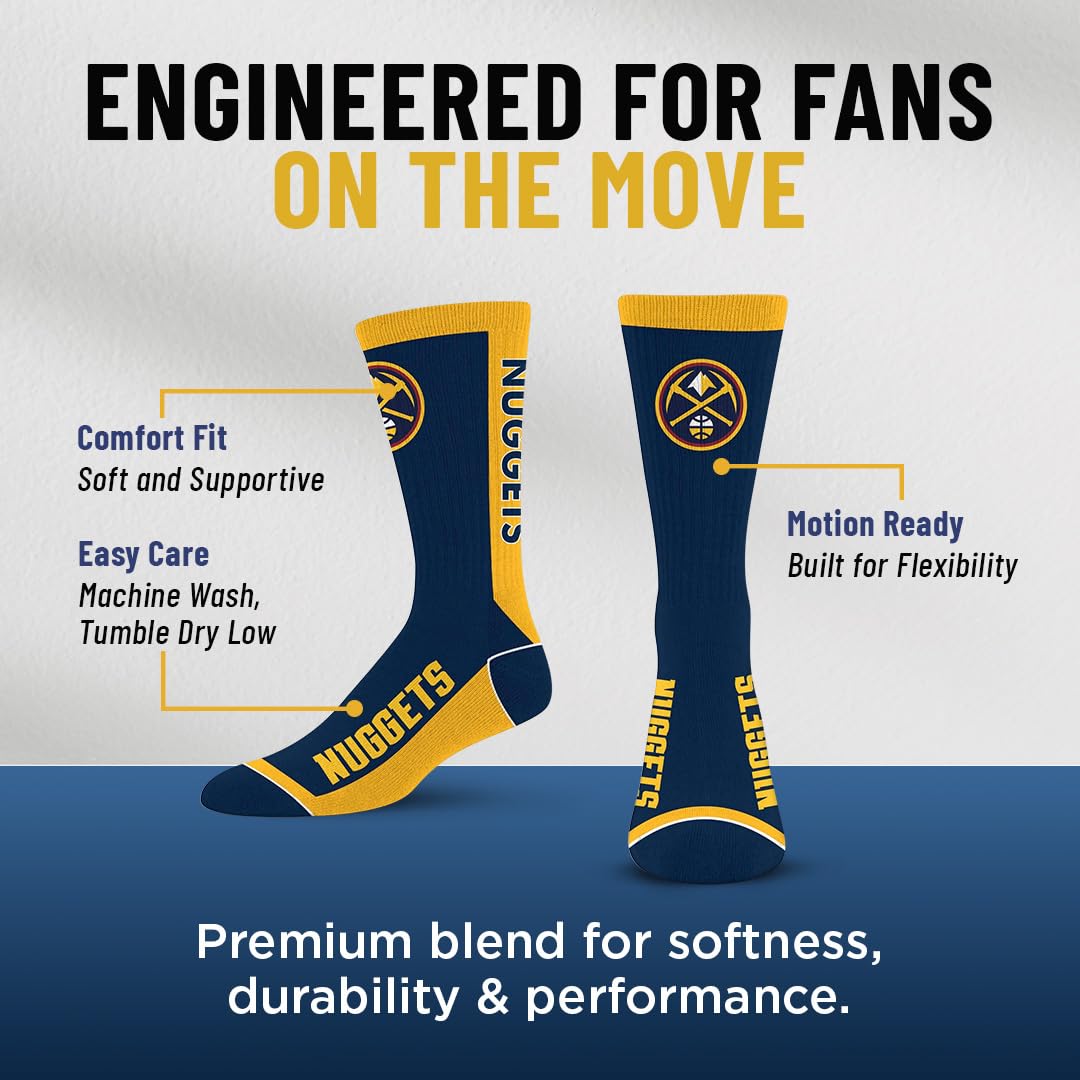 For Bare Feet NBA DENVER NUGGETS MVP Crew Sock Team Color Large - Sports Gifts, Sports Memorabilia, Sports Collectibles, Fan Shop