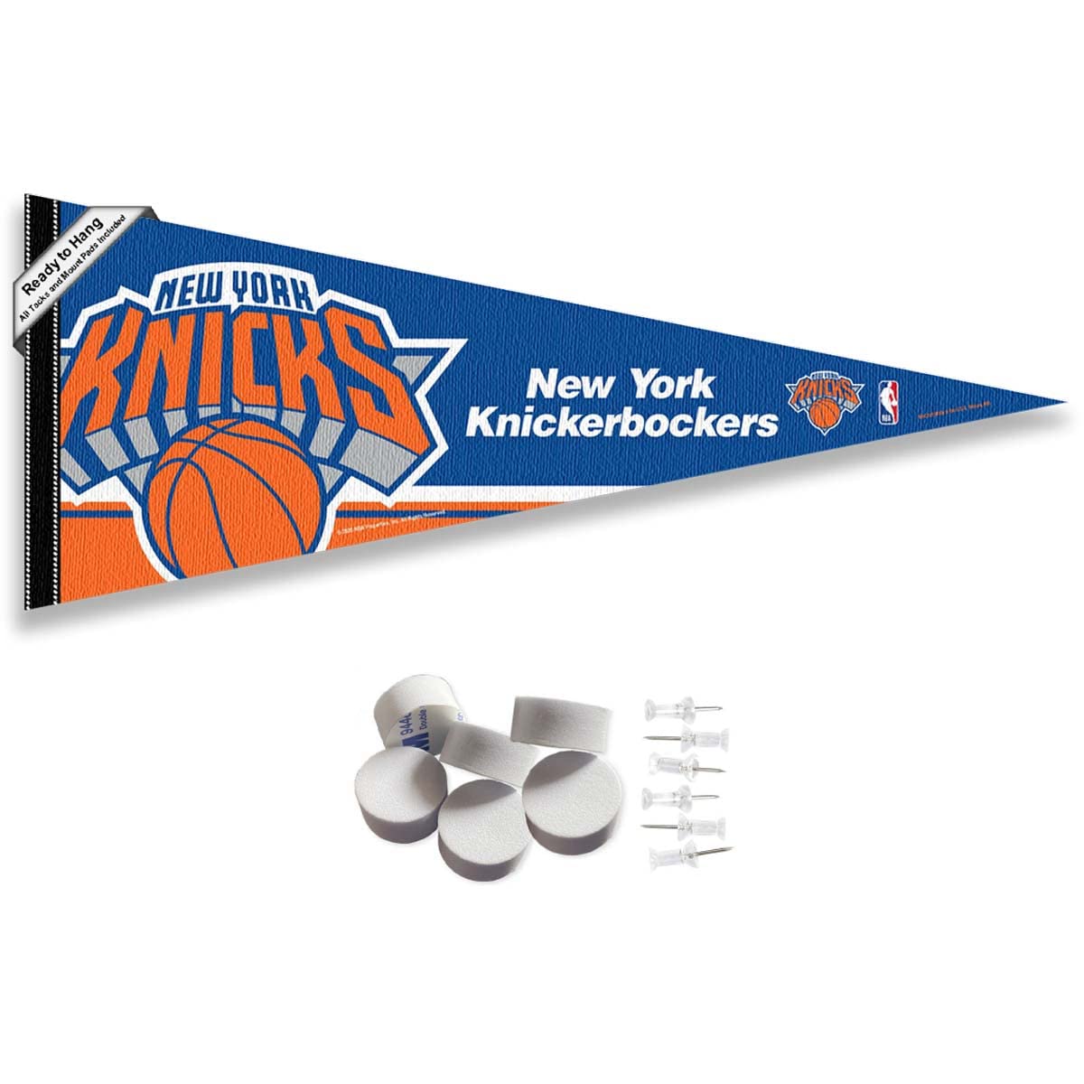 New York Knicks Pennant Flag and Wall Tack Pads Mounts - Sports Collectibles, Sports Memorabilia, Sports Fan Shop, Sports Gifts