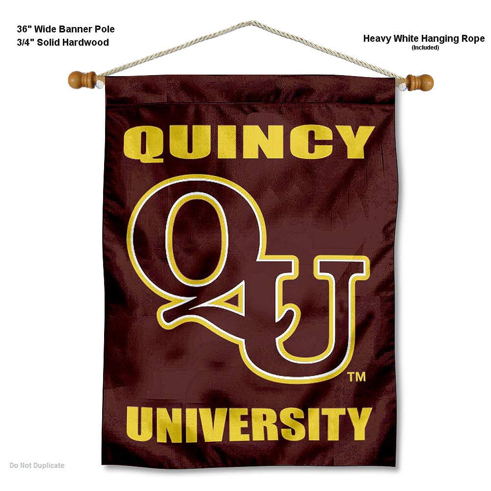 College Flags & Banners Co. QU Hawks Banner Flag and Wood Banner Pole Set - Sports Collectibles, Sports Memorabilia, Sports Fan Shop, Sports Gifts