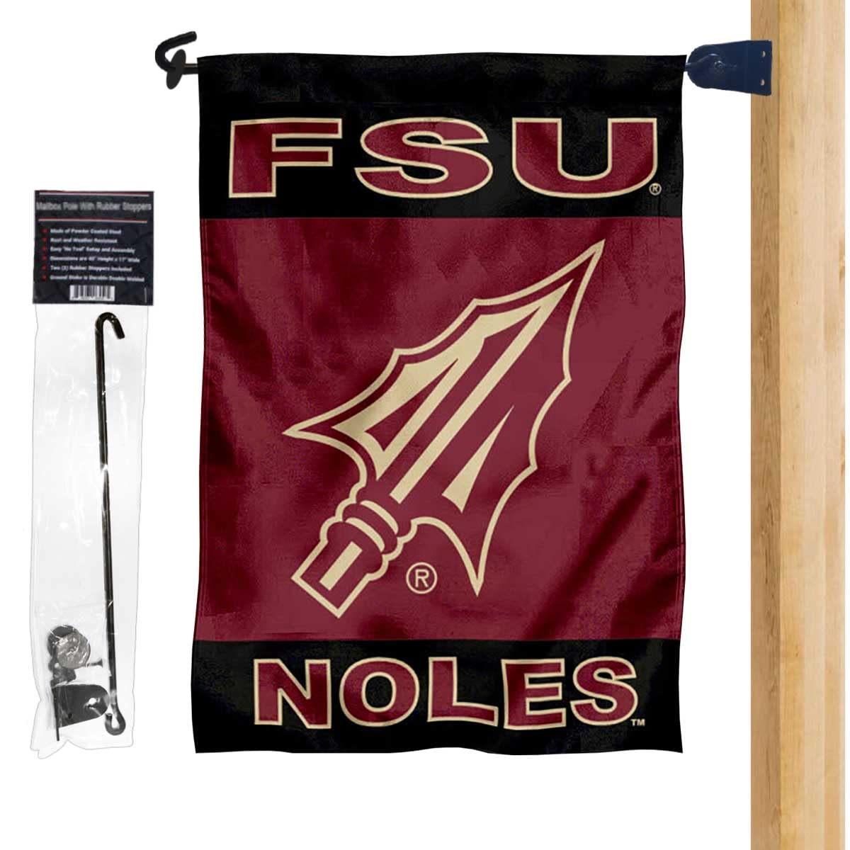 College Flags & Banners Co. Florida State Seminoles Spear Garden Flag and Mailbox Post Pole Mount Holder Set - Sports Collectibles, Sports Memorabilia, Sports Fan Shop, Sports Gifts