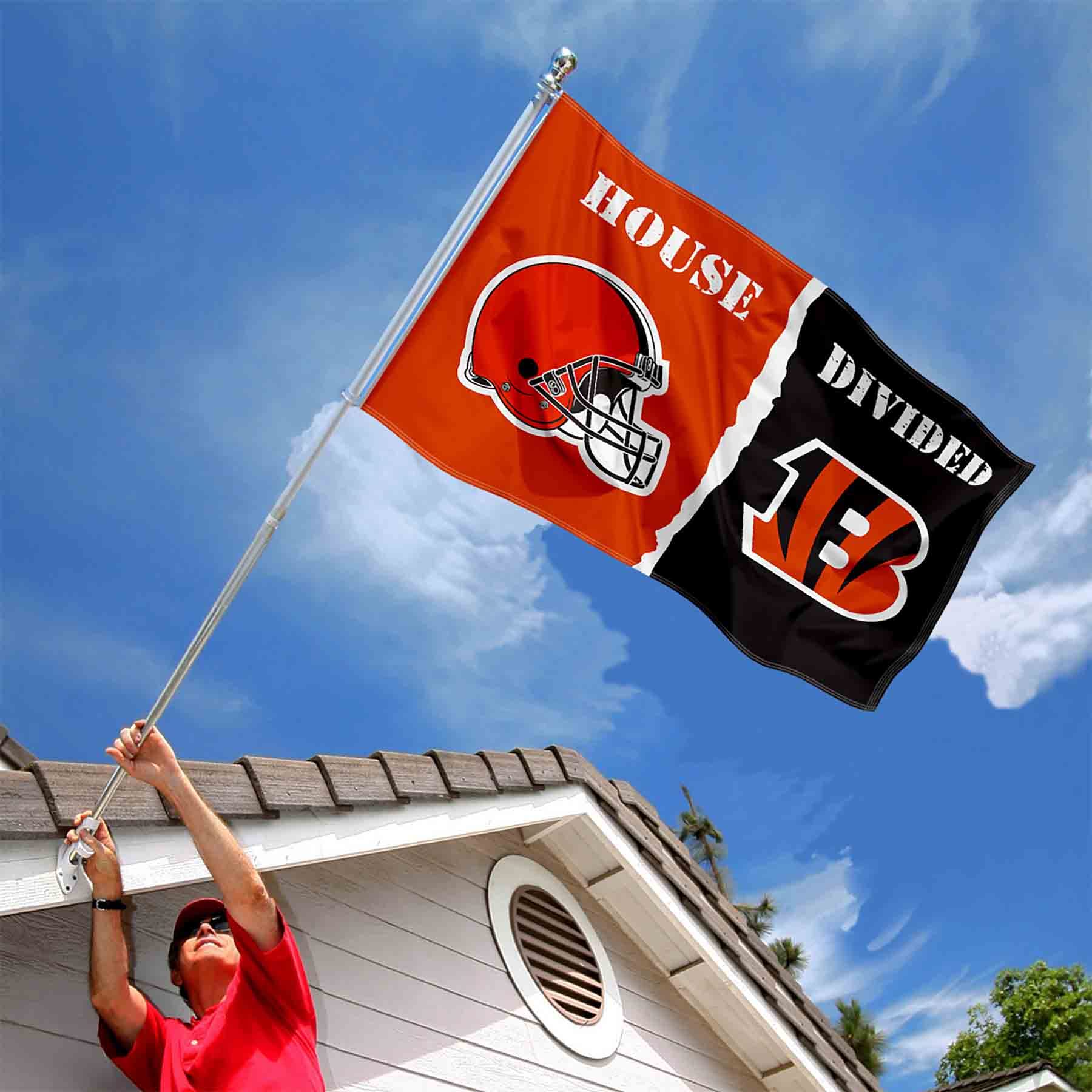 WinCraft Browns and Bengals House Divided Flag Rivalry Banner - Sports Collectibles, Sports Memorabilia, Sports Fan Shop, Sports Gifts