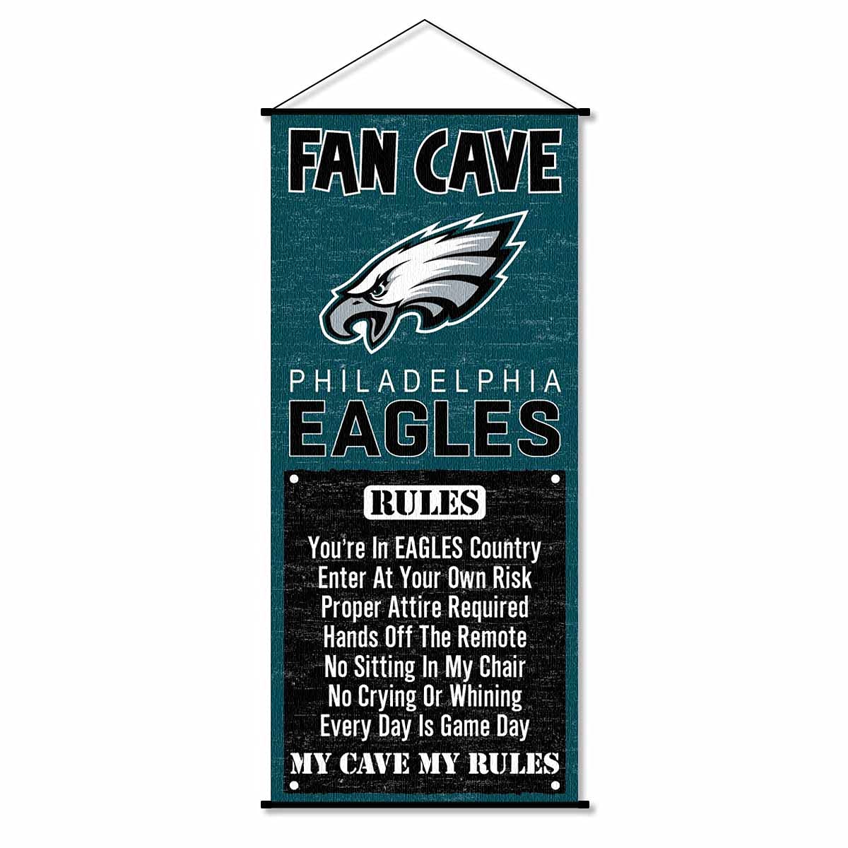WinCraft Philadelphia Eagles Man Cave Fan Banner Wall Door Scroll - Sports Collectibles, Sports Memorabilia, Sports Fan Shop, Sports Gifts