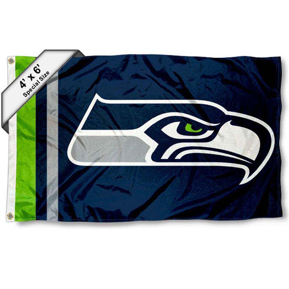 WinCraft Seattle Seahawks 4 ft x 6 ft Foot Flag - Sports Collectibles, Sports Memorabilia, Sports Fan Shop, Sports Gifts