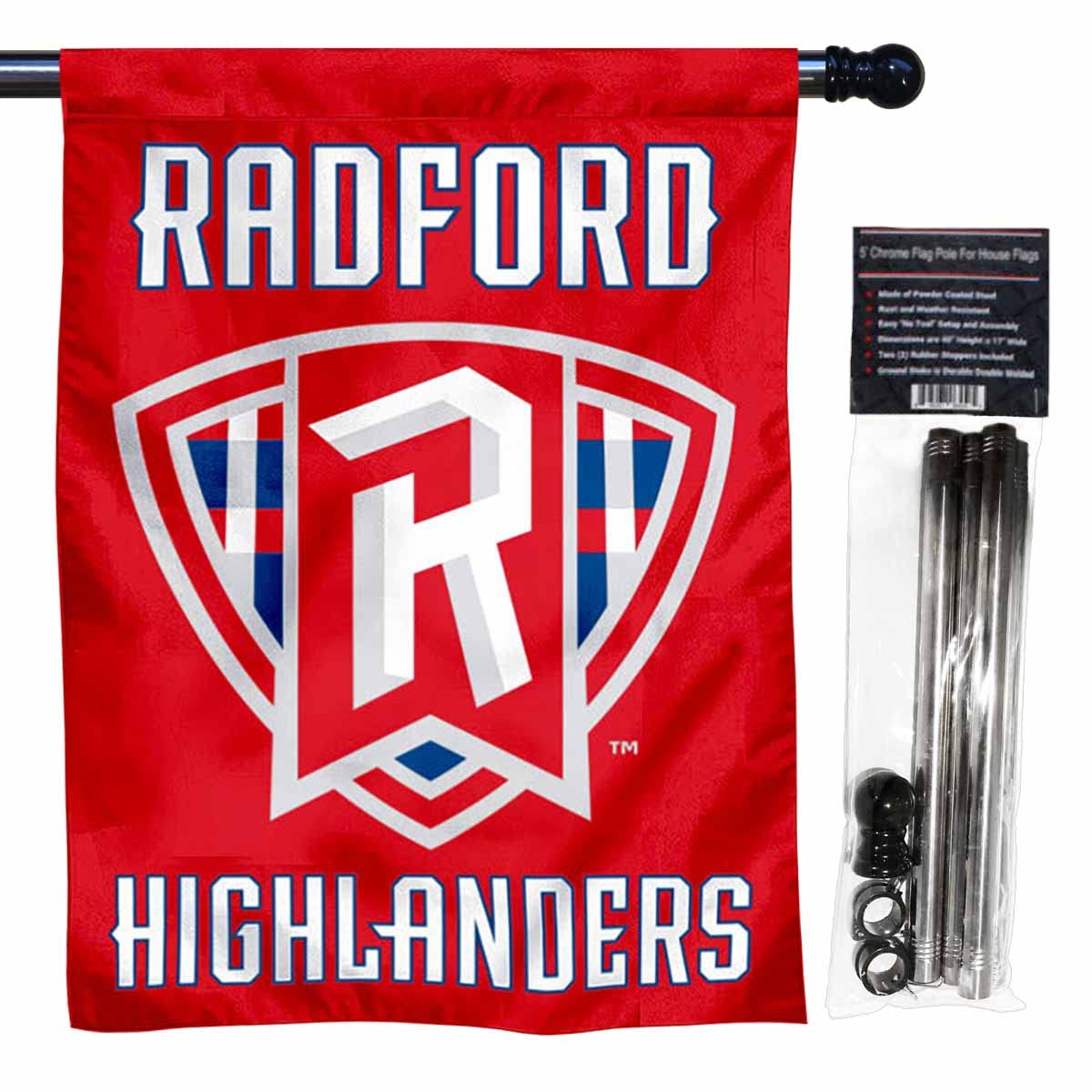 Radford Highlanders Double Sided House Flag with Flag Pole Set - Sports Collectibles, Sports Memorabilia, Sports Fan Shop, Sports Gifts