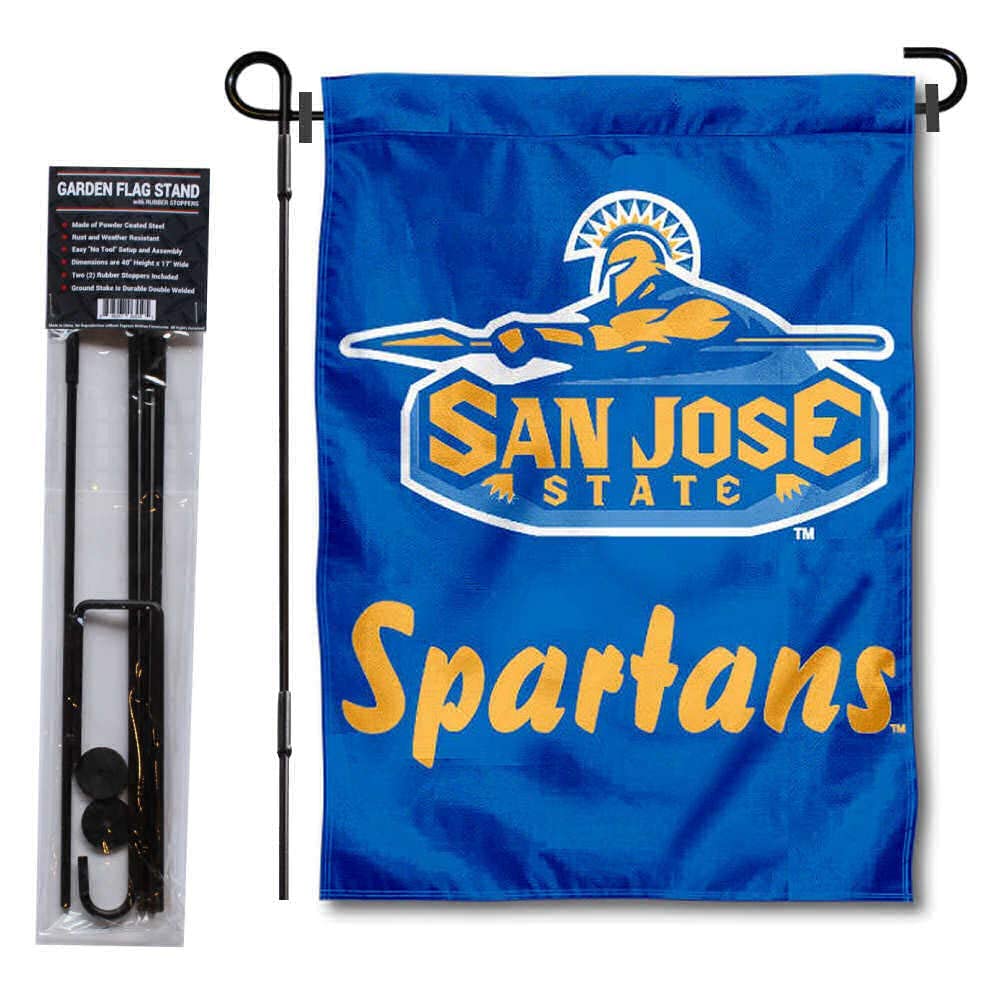 College Flags & Banners Co. San Jose State University Garden Flag and USA Flag Stand Pole Holder Set - Sports Collectibles, Sports Memorabilia, Sports Fan Shop, Sports Gifts