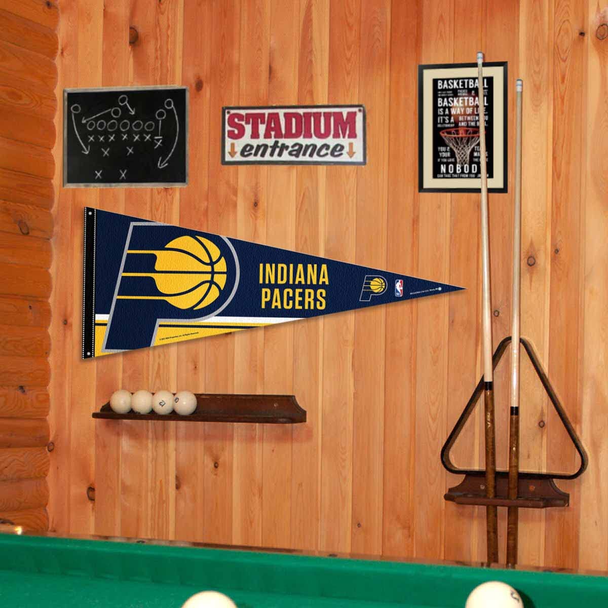 Indiana Pacers Pennant Flag and Wall Tack Pads Mounts - Sports Collectibles, Sports Memorabilia, Sports Fan Shop, Sports Gifts