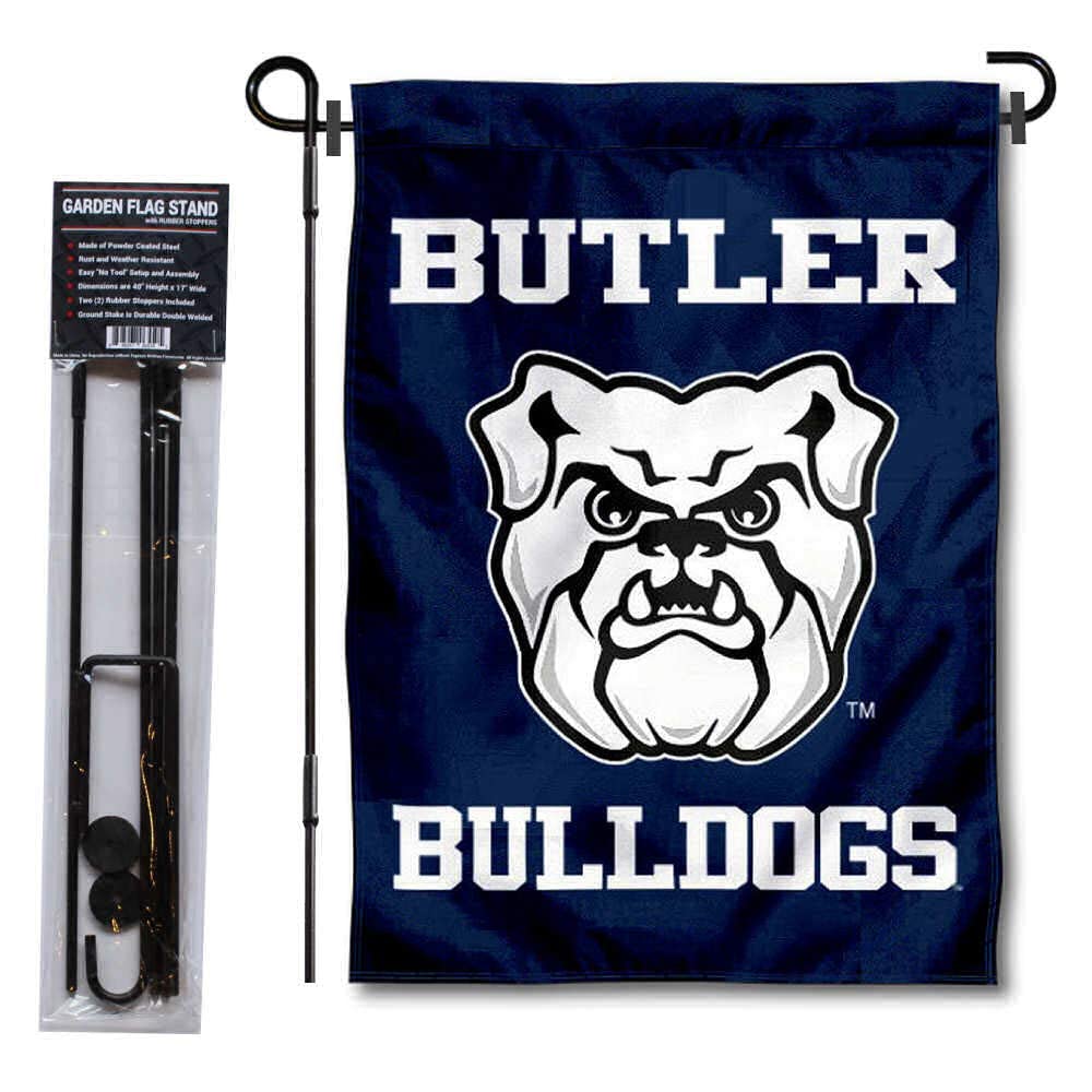 College Flags & Banners Co. Butler Bulldogs New Logo Garden Flag and USA Flag Stand Pole Holder Set - Sports Collectibles, Sports Memorabilia, Sports Fan Shop, Sports Gifts