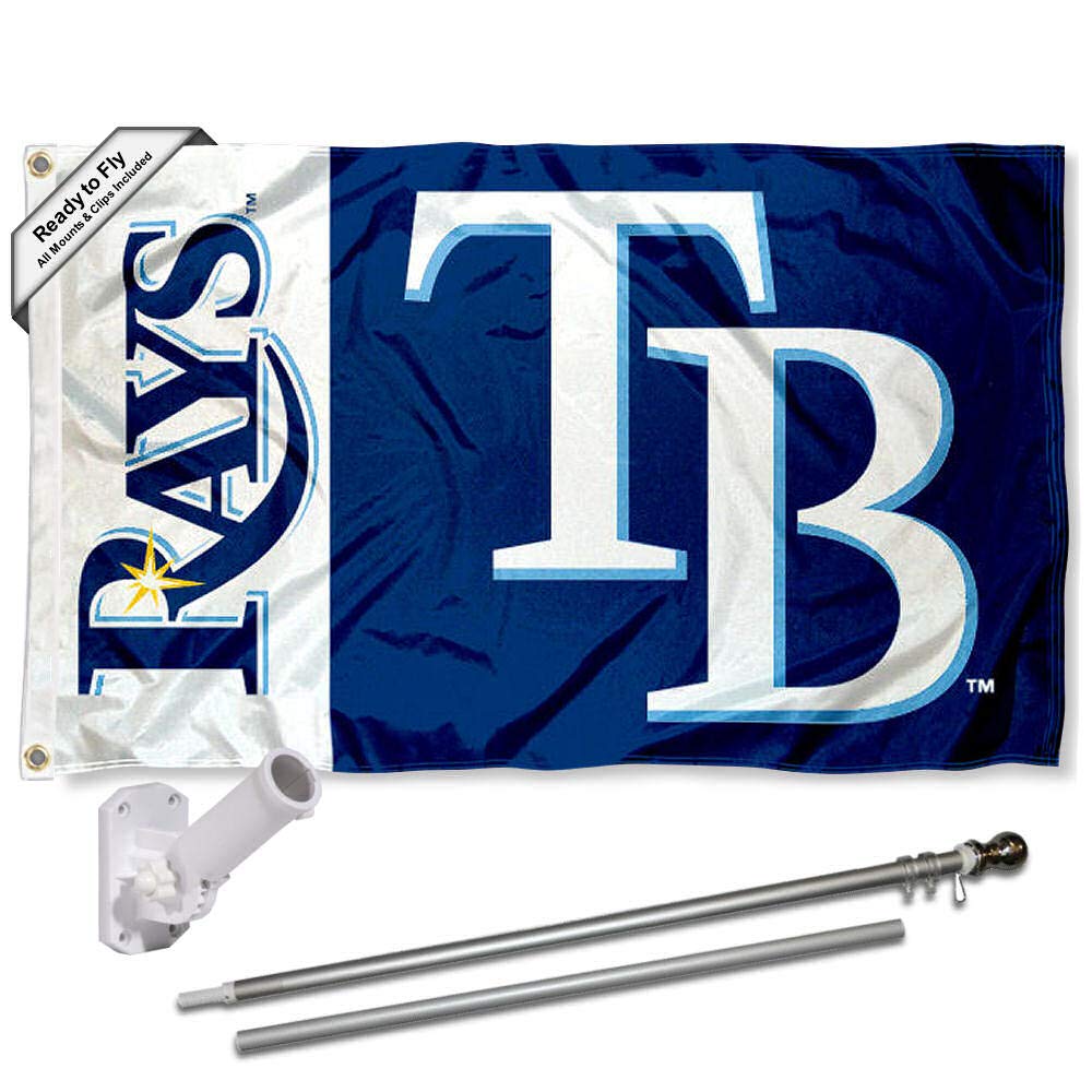 WinCraft Tampa Bay Rays Flag Pole and Bracket Set - Sports Collectibles, Sports Memorabilia, Sports Fan Shop, Sports Gifts