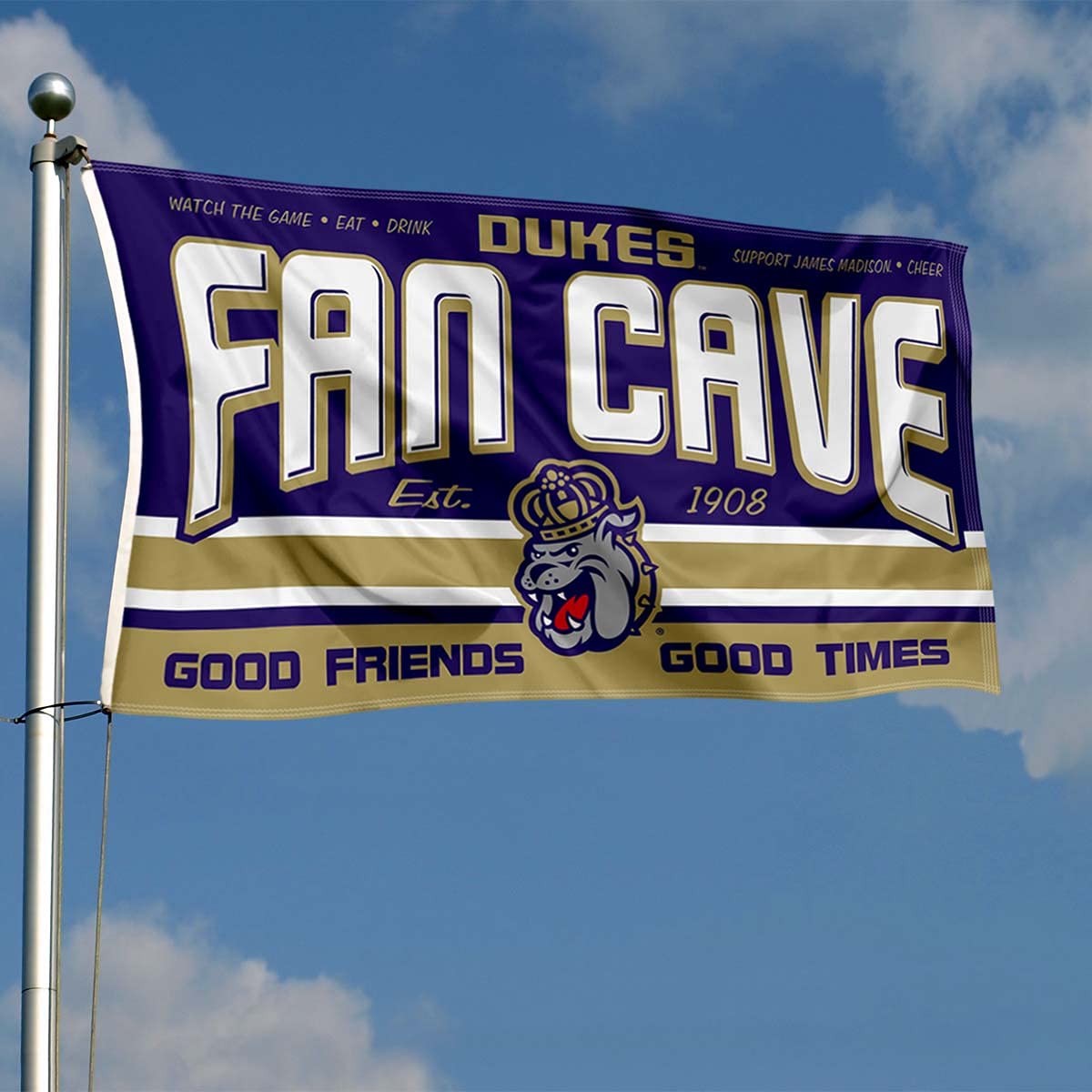 James Madison Dukes Fan Man Cave Banner Flag - Sports Collectibles, Sports Memorabilia, Sports Fan Shop, Sports Gifts