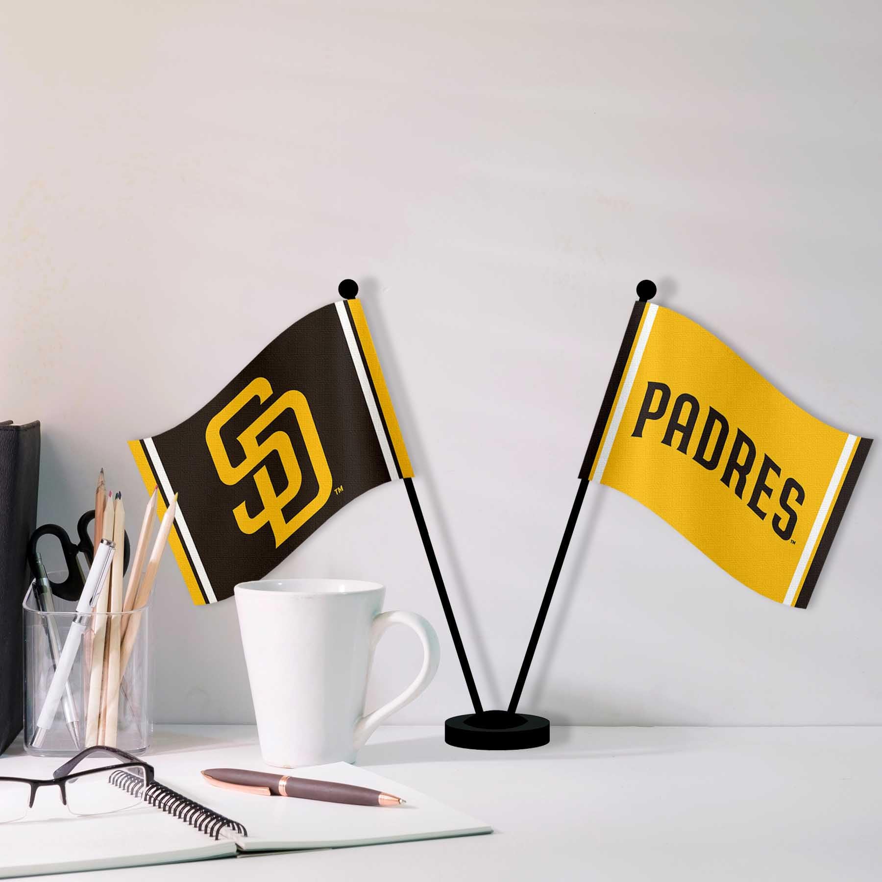 WinCraft San Diego Padres Desk and Table Top Flags - Sports Collectibles, Sports Memorabilia, Sports Fan Shop, Sports Gifts