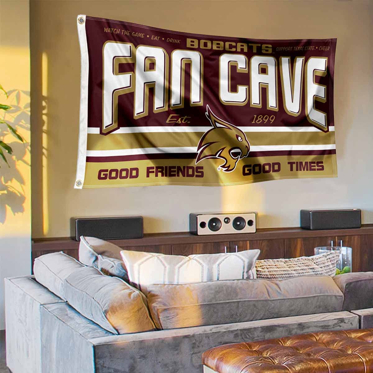 Texas State Bobcats Fan Man Cave Banner Flag - Sports Collectibles, Sports Memorabilia, Sports Fan Shop, Sports Gifts