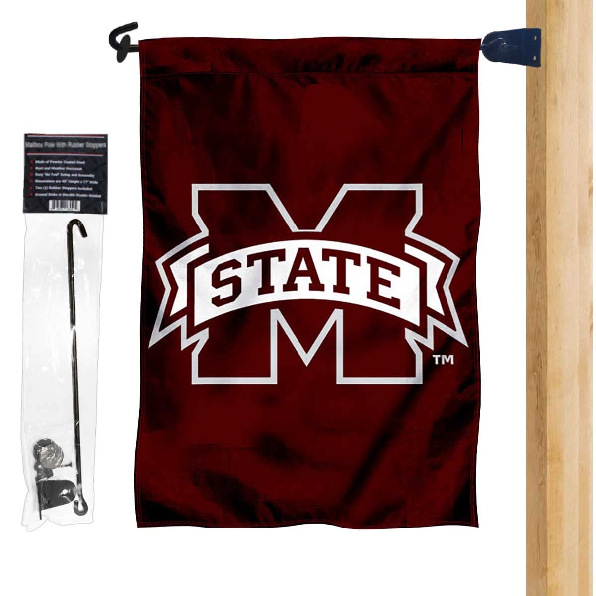College Flags & Banners Co. Mississippi State University Garden Flag and Mailbox Post Pole Mount Holder Set - Sports Collectibles, Sports Memorabilia, Sports Fan Shop, Sports Gifts