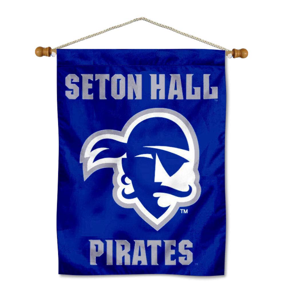 College Flags & Banners Co. Seton Hall University Banner Flag and Wood Banner Pole Set - Sports Collectibles, Sports Memorabilia, Sports Fan Shop, Sports Gifts