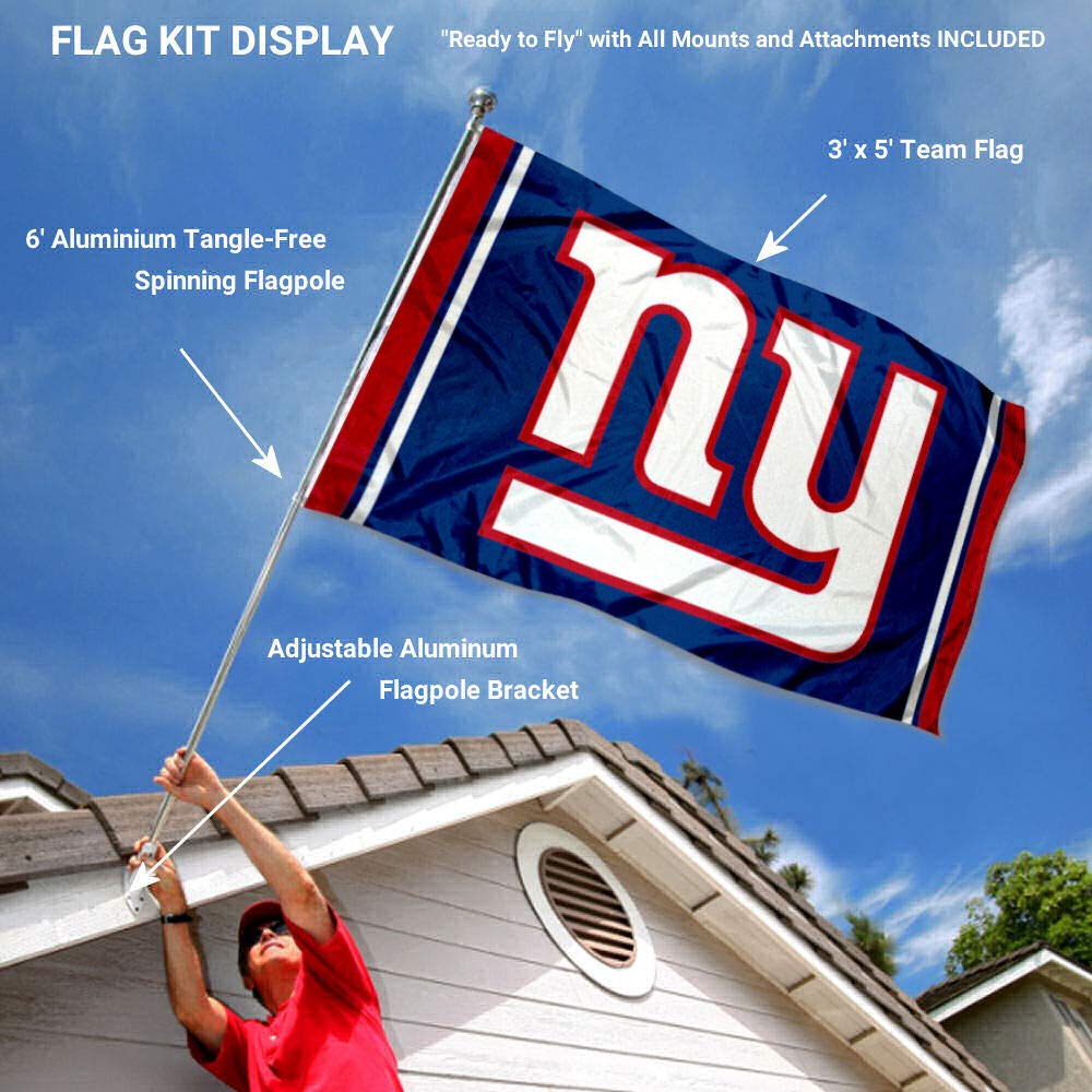 WinCraft New York Giants Flag Pole and Bracket Kit - Sports Collectibles, Sports Memorabilia, Sports Fan Shop, Sports Gifts