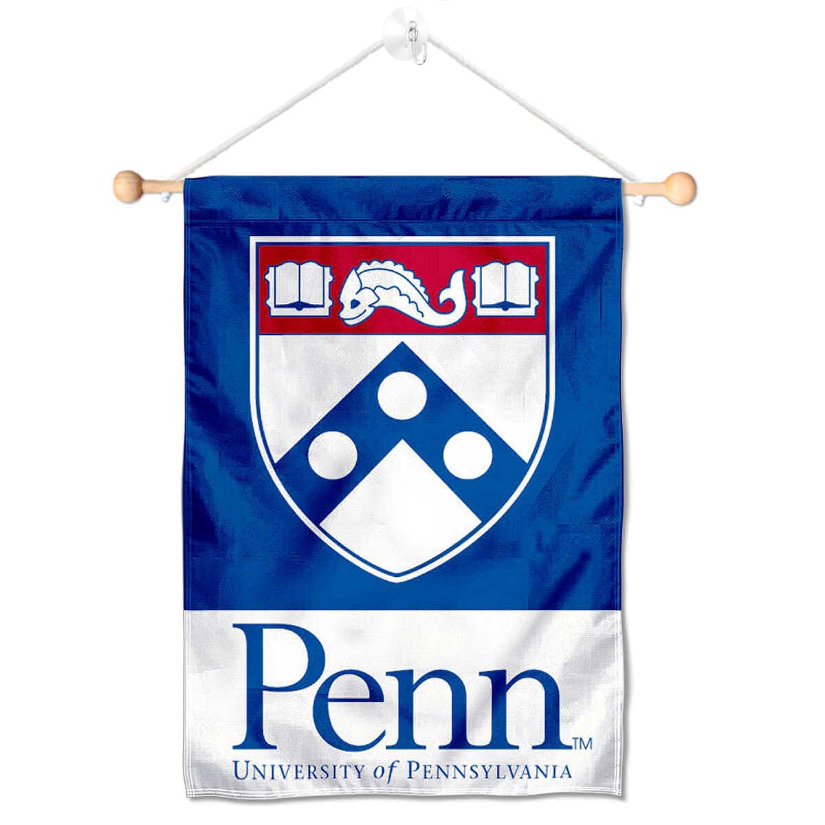 College Flags & Banners Co. Penn Quakers Window Wall Banner Hanging Flag with Suction Cup - Sports Collectibles, Sports Memorabilia, Sports Fan Shop, Sports Gifts
