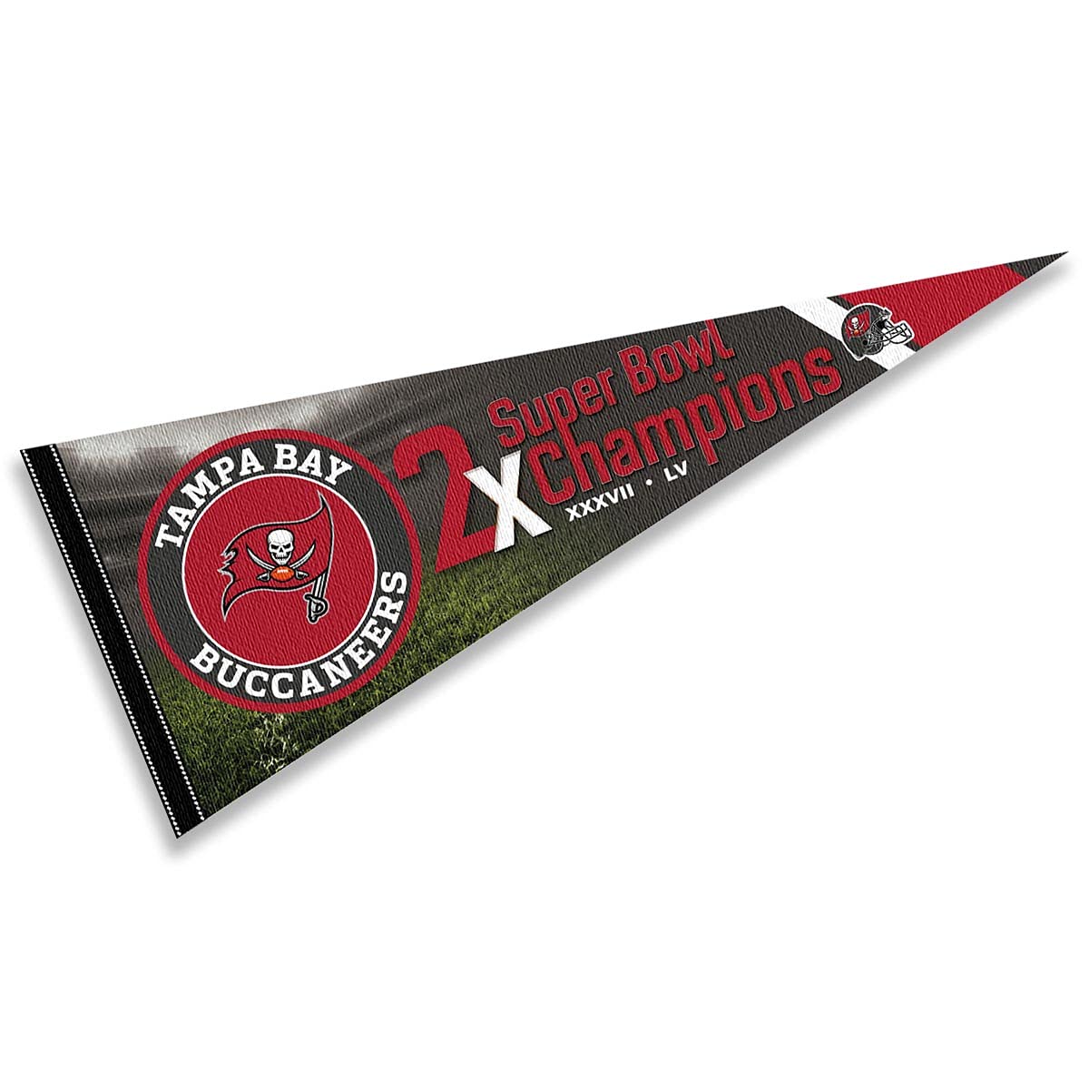 WinCraft Tampa Bay Buccaneers 2 Time Bowl Champions Pennant Banner Flag - Sports Collectibles, Sports Memorabilia, Sports Fan Shop, Sports Gifts