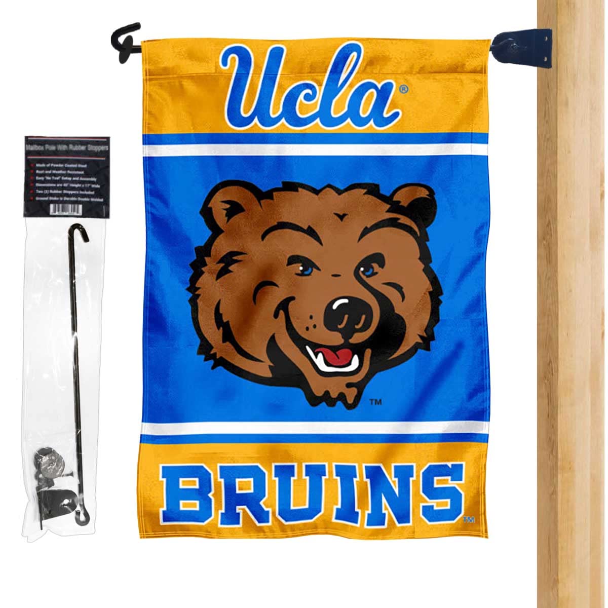 UCLA Garden Flag and Mailbox Post Pole Mount Holder Set - Sports Collectibles, Sports Memorabilia, Sports Fan Shop, Sports Gifts