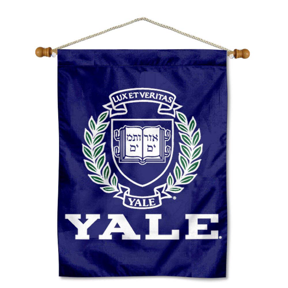 College Flags & Banners Co. Yale University House Flag and Wood Banner Pole Set - Sports Collectibles, Sports Memorabilia, Sports Fan Shop, Sports Gifts