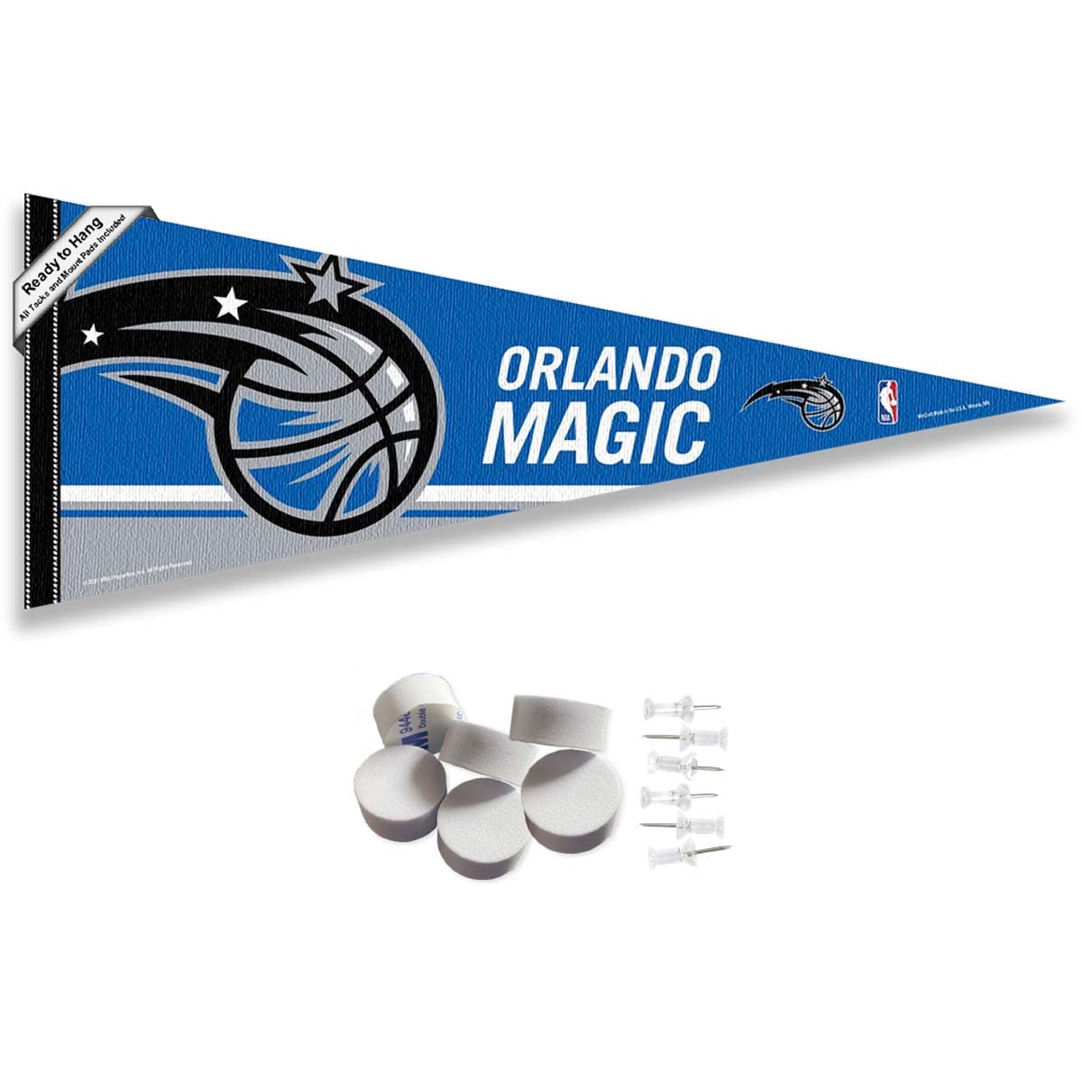 Orlando Magic Pennant Flag and Wall Tack Pads Mounts - Sports Collectibles, Sports Memorabilia, Sports Fan Shop, Sports Gifts