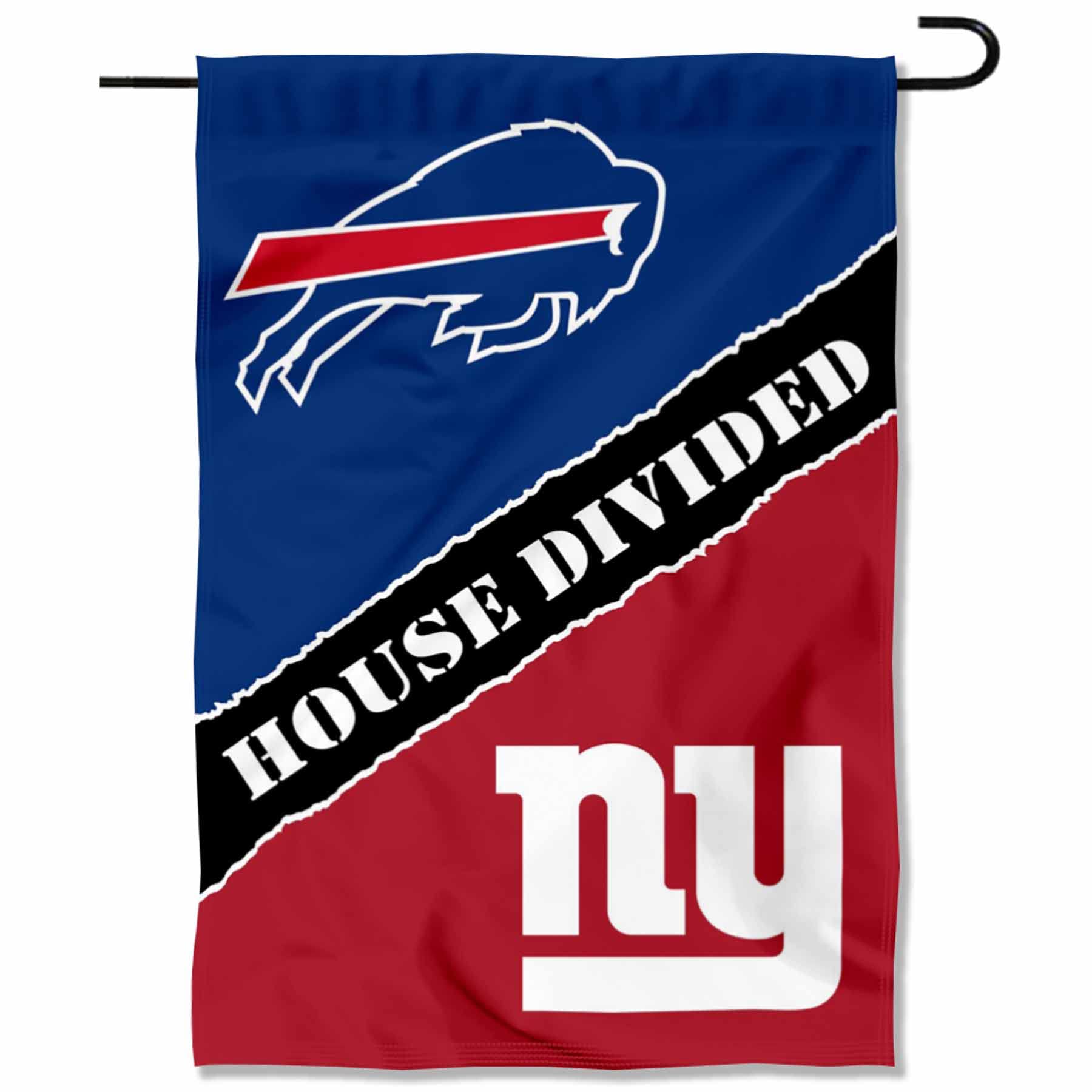WinCraft House Divided Bills and Giants Double Sided Garden Flag - Sports Collectibles, Sports Memorabilia, Sports Fan Shop, Sports Gifts