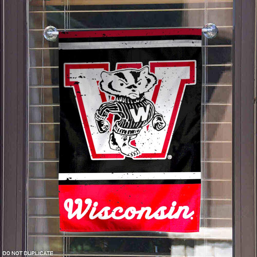 WinCraft UW Badgers Throwback Vintage Retro Garden Flag - Sports Collectibles, Sports Memorabilia, Sports Fan Shop, Sports Gifts