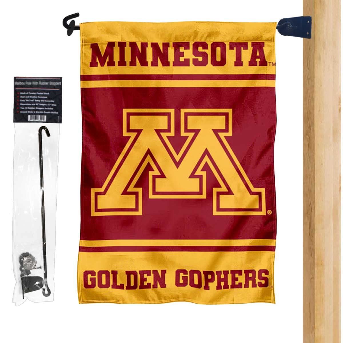 Minnesota Gophers Garden Flag and Mailbox Post Pole Mount Holder Set - Sports Collectibles, Sports Memorabilia, Sports Fan Shop, Sports Gifts