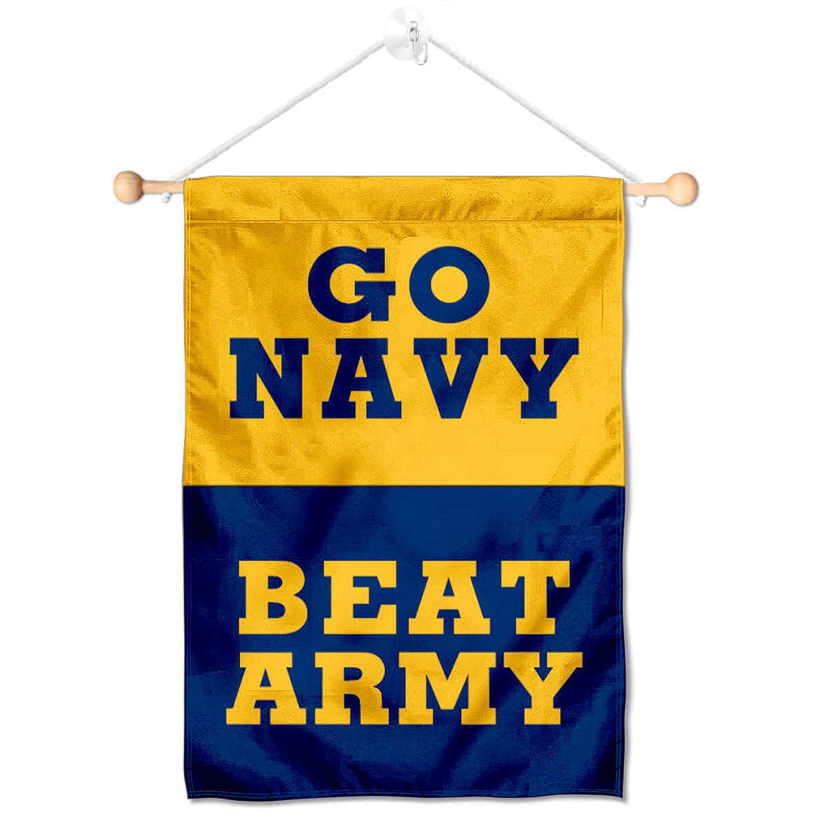 College Flags & Banners Co. US Navy Midshipmen Beat Army Window Wall Banner Hanging Flag with Suction Cup - Sports Collectibles, Sports Memorabilia, Sports Fan Shop, Sports Gifts