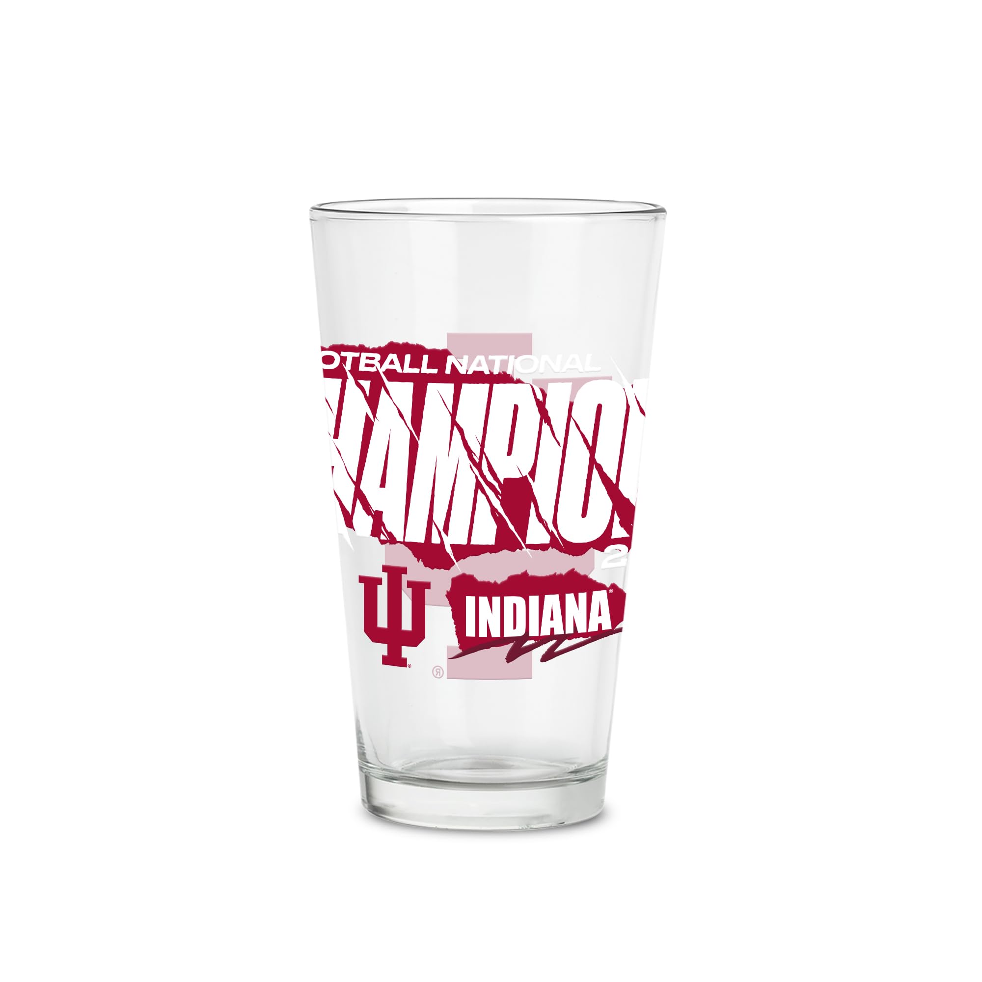 Rico Industries NCAA Indiana Hoosiers 2026 Football National Champions 16 oz Pint Glasses with Digitally Printed Logo, Classic Drinking Glass - Great for Every Day Use - Sports Gifts, Sports Memorabilia, Sports Collectibles, Fan Shop