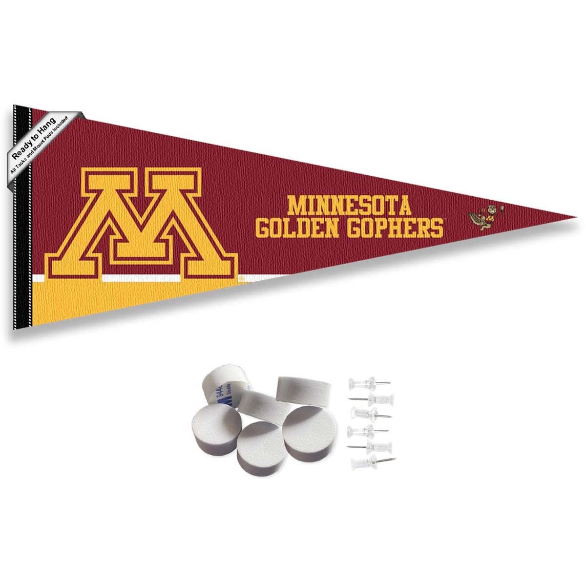 College Flags & Banners Co. Minnesota Gophers Pennant Flag and Wall Tack Mount Pads - Sports Collectibles, Sports Memorabilia, Sports Fan Shop, Sports Gifts