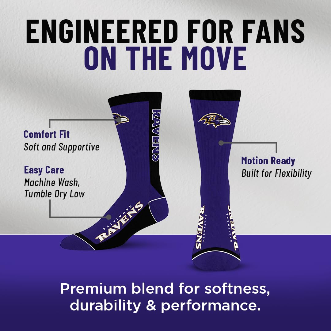 For Bare Feet NFL BALTIMORE RAVENS MVP Crew Sock Team Color Large - Sports Gifts, Sports Memorabilia, Sports Collectibles, Fan Shop