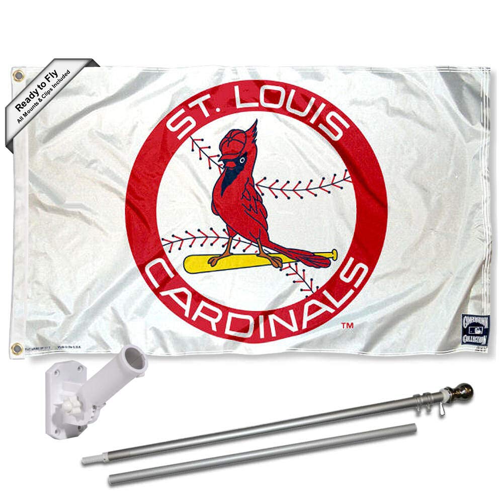 WinCraft St. Louis Cardinals Vintage Retro Flag Pole and Bracket Set - Sports Collectibles, Sports Memorabilia, Sports Fan Shop, Sports Gifts