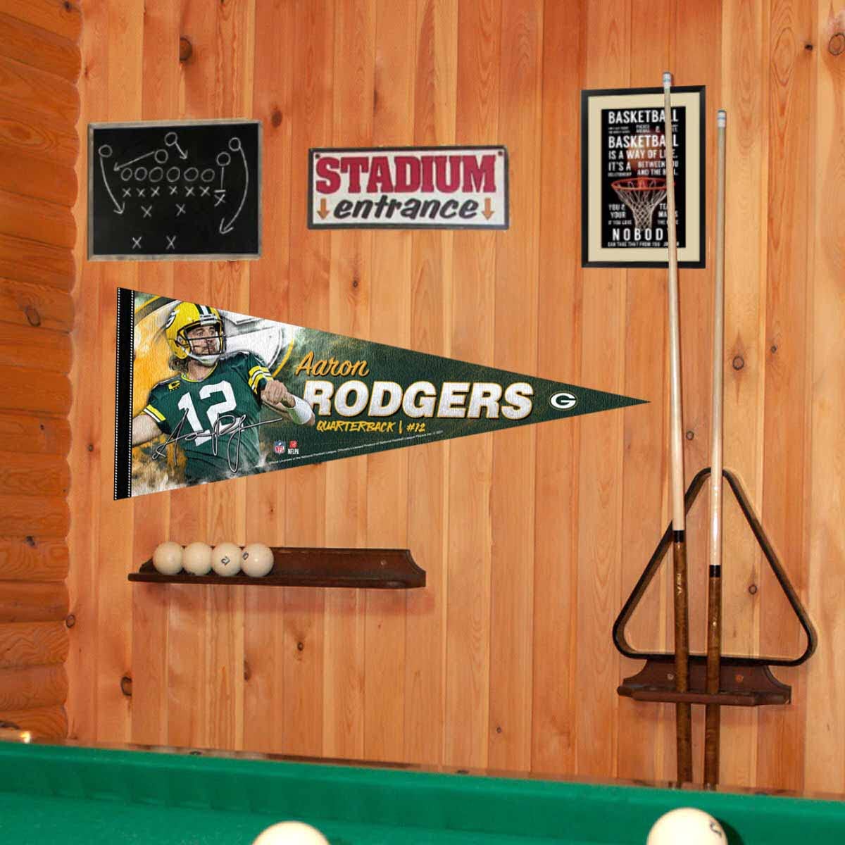 WinCraft Green Bay Packers Rodgers Pennant Banner Flag - Sports Collectibles, Sports Memorabilia, Sports Fan Shop, Sports Gifts