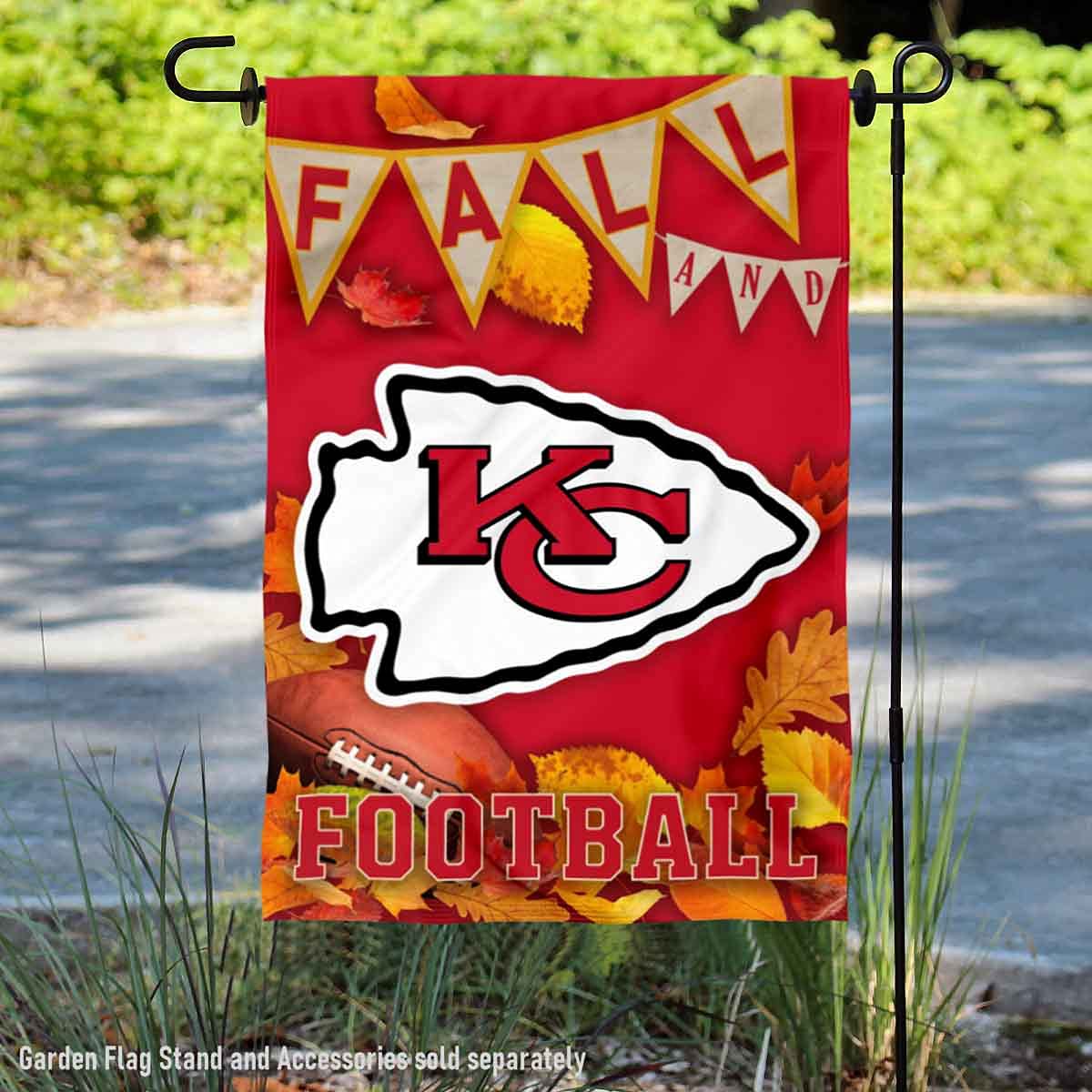 WinCraft Kansas City Chiefs Fall Leaves Decorative Football Garden Flag Double Sided Banner - Sports Collectibles, Sports Memorabilia, Sports Fan Shop, Sports Gifts