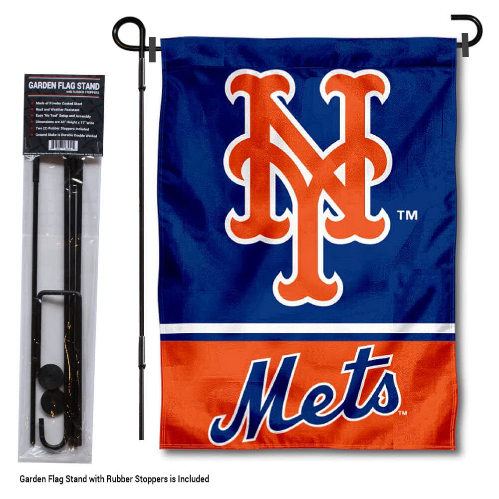 WinCraft New York Mets Garden Flag with Stand Holder - Sports Collectibles, Sports Memorabilia, Sports Fan Shop, Sports Gifts