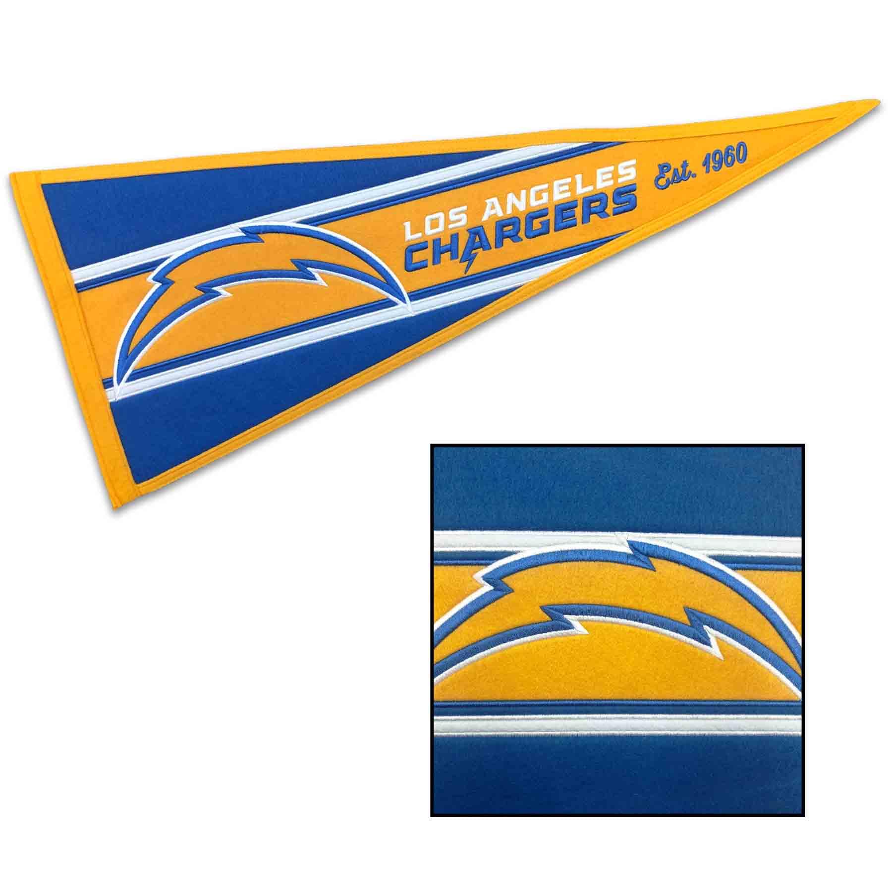 WinCraft Los Angeles Chargers Embroidered and Sewn Pennant - Sports Collectibles, Sports Memorabilia, Sports Fan Shop, Sports Gifts