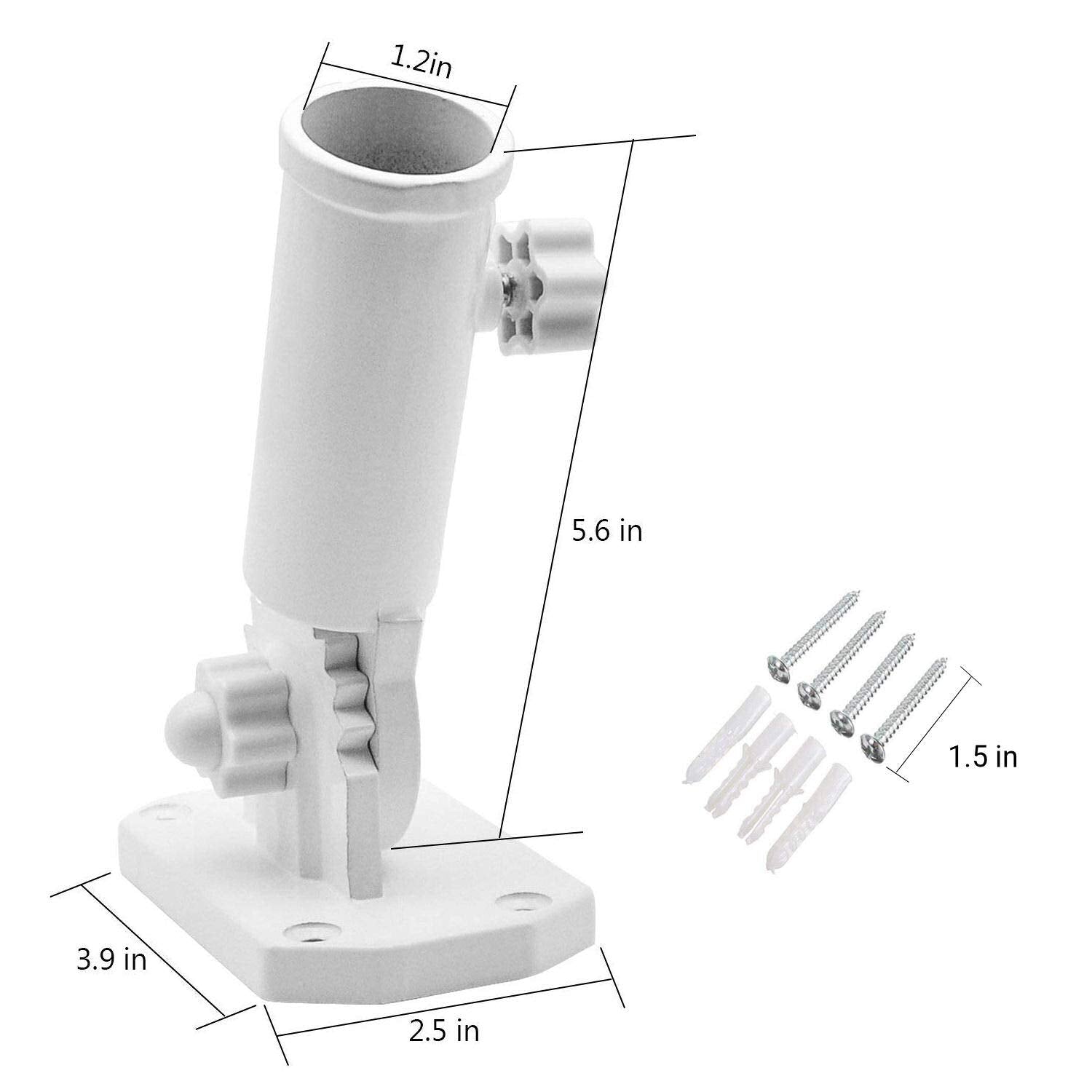 Sports Flags Pennants Company Flag Pole Bracket Adjustable Aluminum White Flagpole Holder - Sports Collectibles, Sports Memorabilia, Sports Fan Shop, Sports Gifts