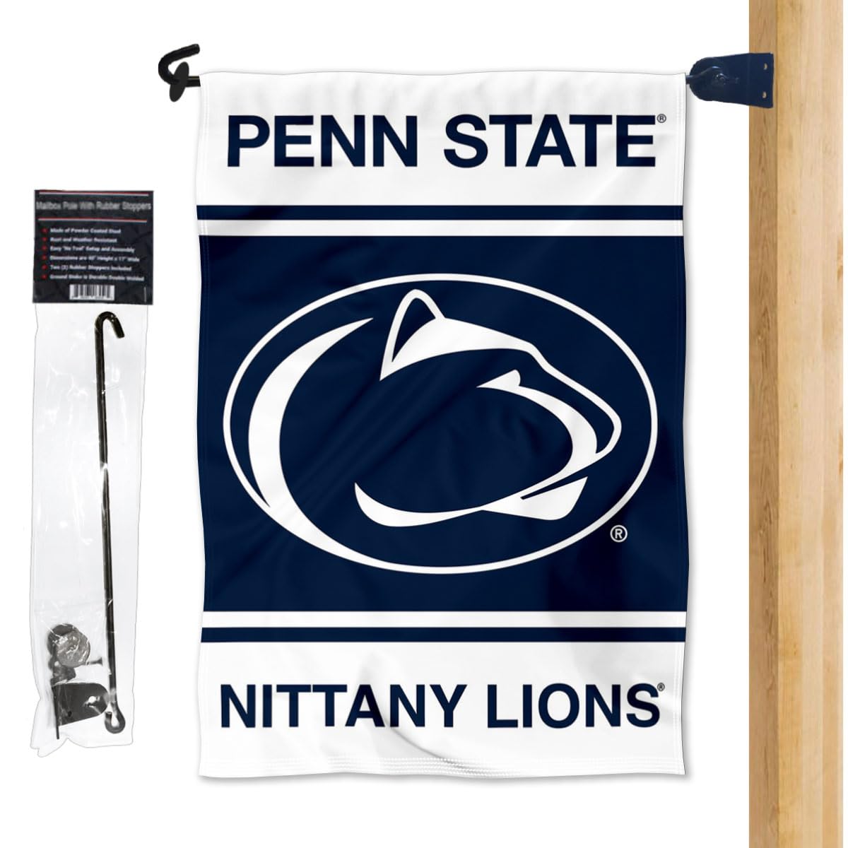 College Flags & Banners Co. PSU Nittany Lions Garden Flag and Mailbox Post Pole Mount Holder Set - Sports Collectibles, Sports Memorabilia, Sports Fan Shop, Sports Gifts