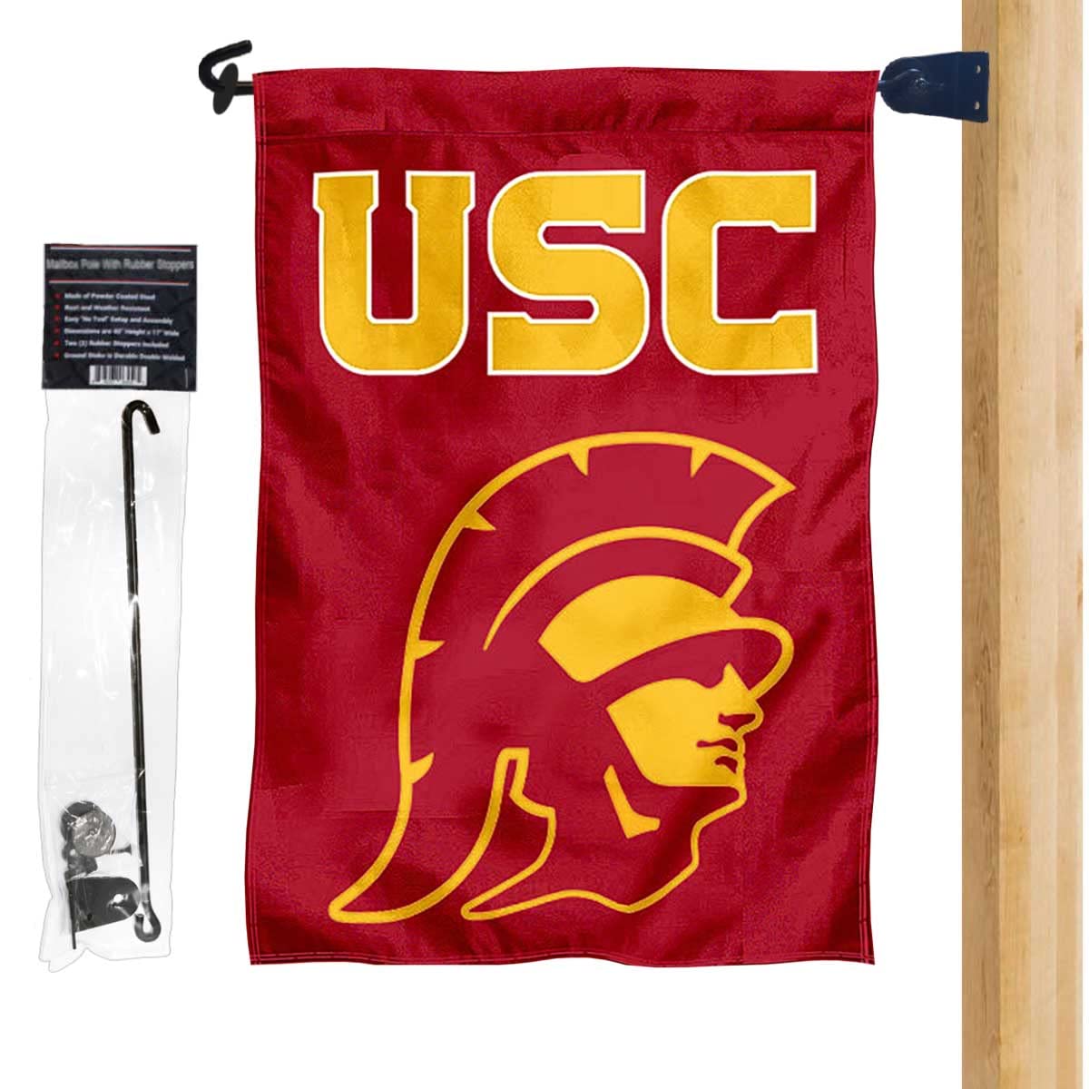 Southern Cal Trojans Garden Flag and Mailbox Post Pole Mount Holder Set - Sports Collectibles, Sports Memorabilia, Sports Fan Shop, Sports Gifts