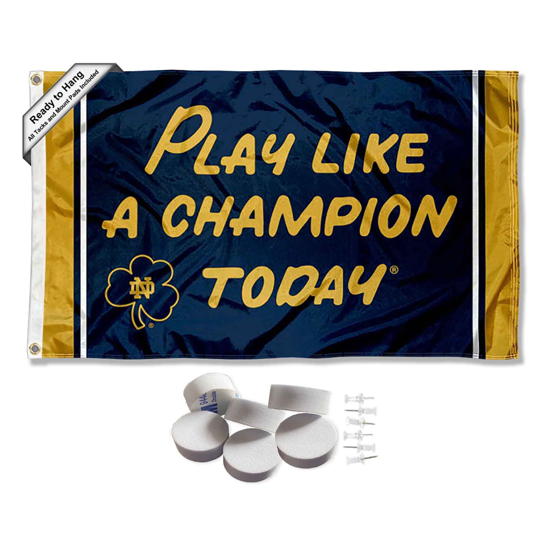 College Flags & Banners Co. Irish Play Like a Champion Banner and Tapestry Wall Tack Pads - Sports Collectibles, Sports Memorabilia, Sports Fan Shop, Sports Gifts