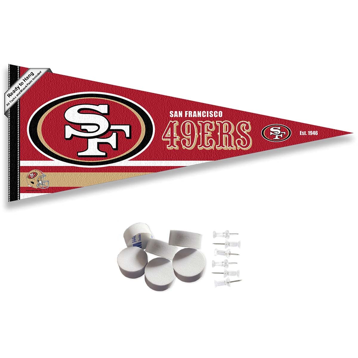 San Francisco 49ers Pennant Banner and Wall Tack Pads - Sports Collectibles, Sports Memorabilia, Sports Fan Shop, Sports Gifts