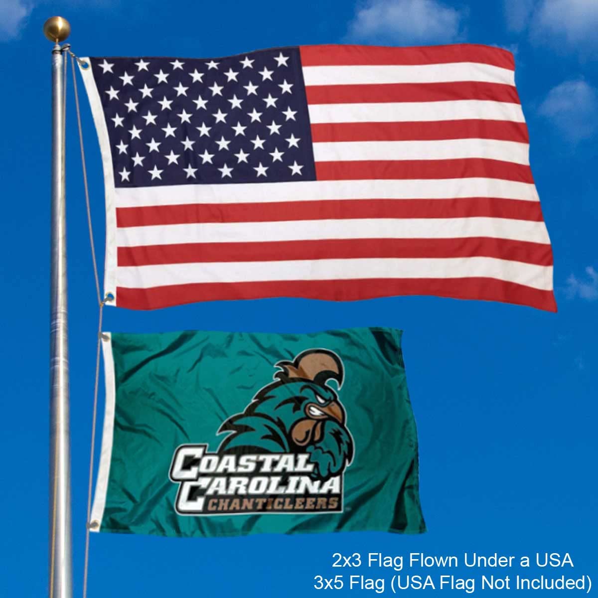 College Flags & Banners Co. Coastal Carolina Chanticleers 2x3 Foot Flag - Sports Collectibles, Sports Memorabilia, Sports Fan Shop, Sports Gifts