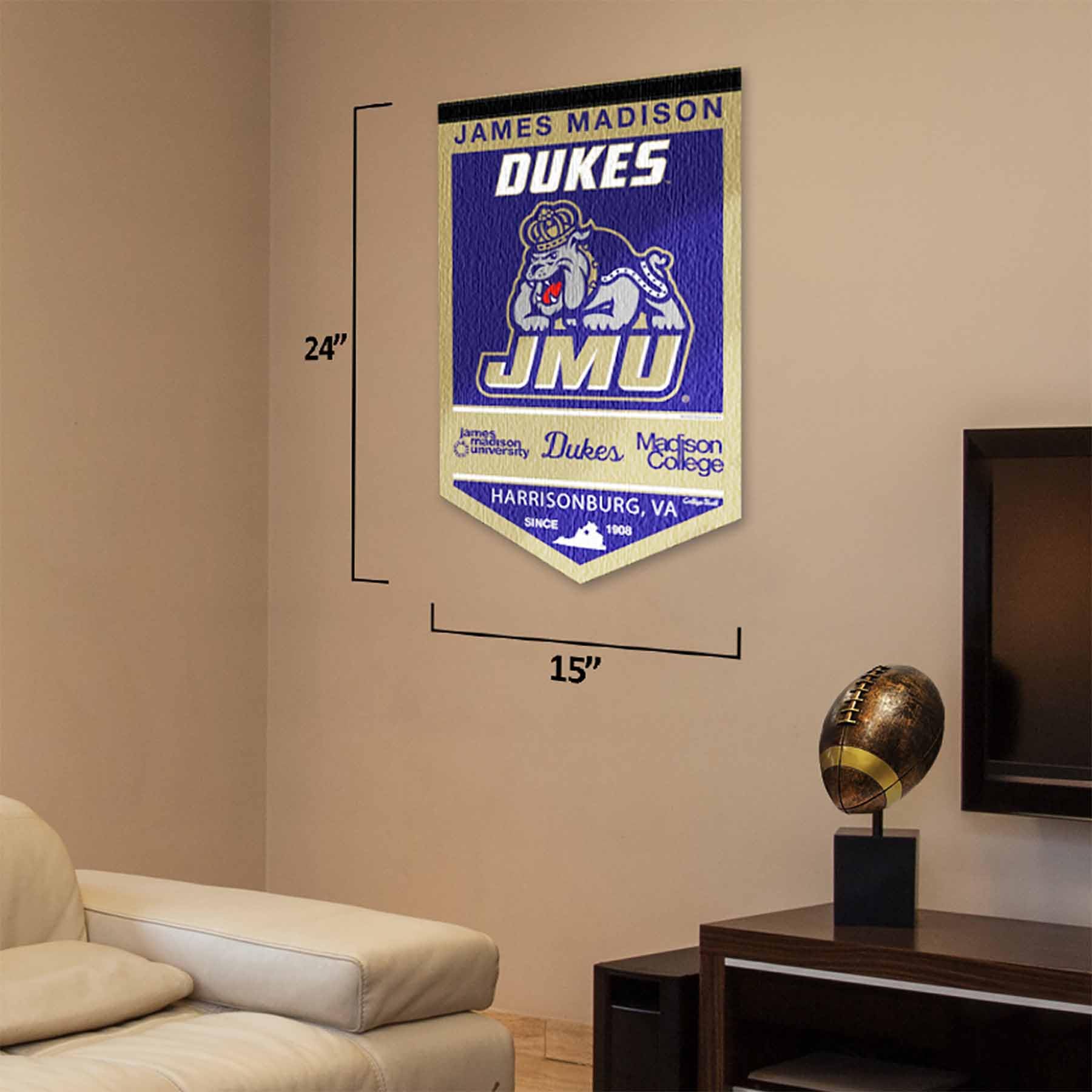 College Flags & Banners Co. James Madison Dukes Heritage History Banner Pennant - Sports Collectibles, Sports Memorabilia, Sports Fan Shop, Sports Gifts