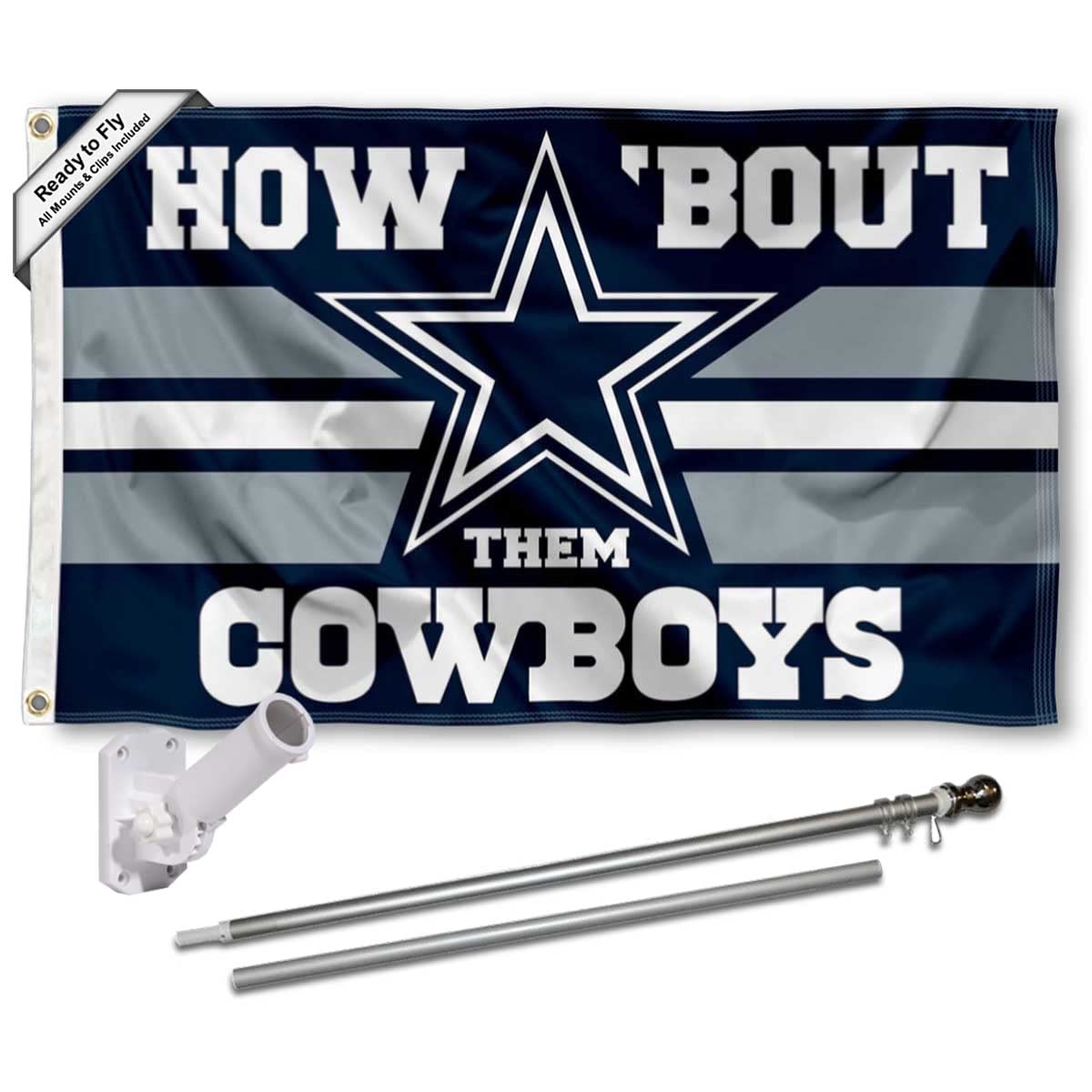 WinCraft Dallas Cowboys How Bout Them Flag Pole and Bracket Mount Kit - Sports Collectibles, Sports Memorabilia, Sports Fan Shop, Sports Gifts