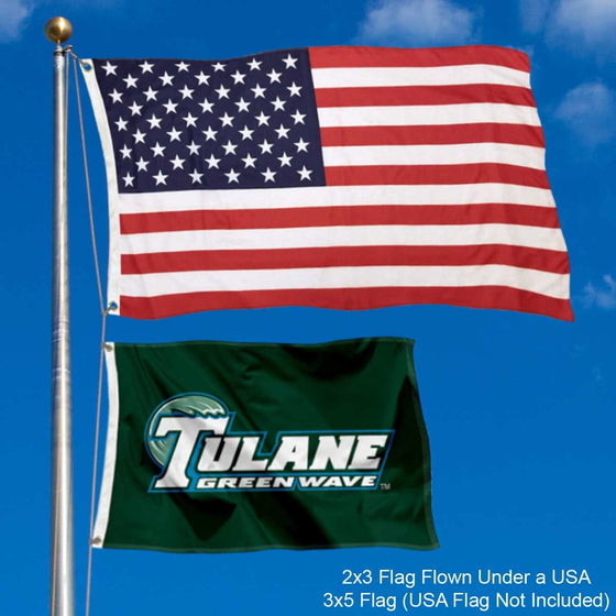 College Flags & Banners Co. Tulane Green Wave Small 2x3 Foot Flag - Sports Collectibles, Sports Memorabilia, Sports Fan Shop, Sports Gifts